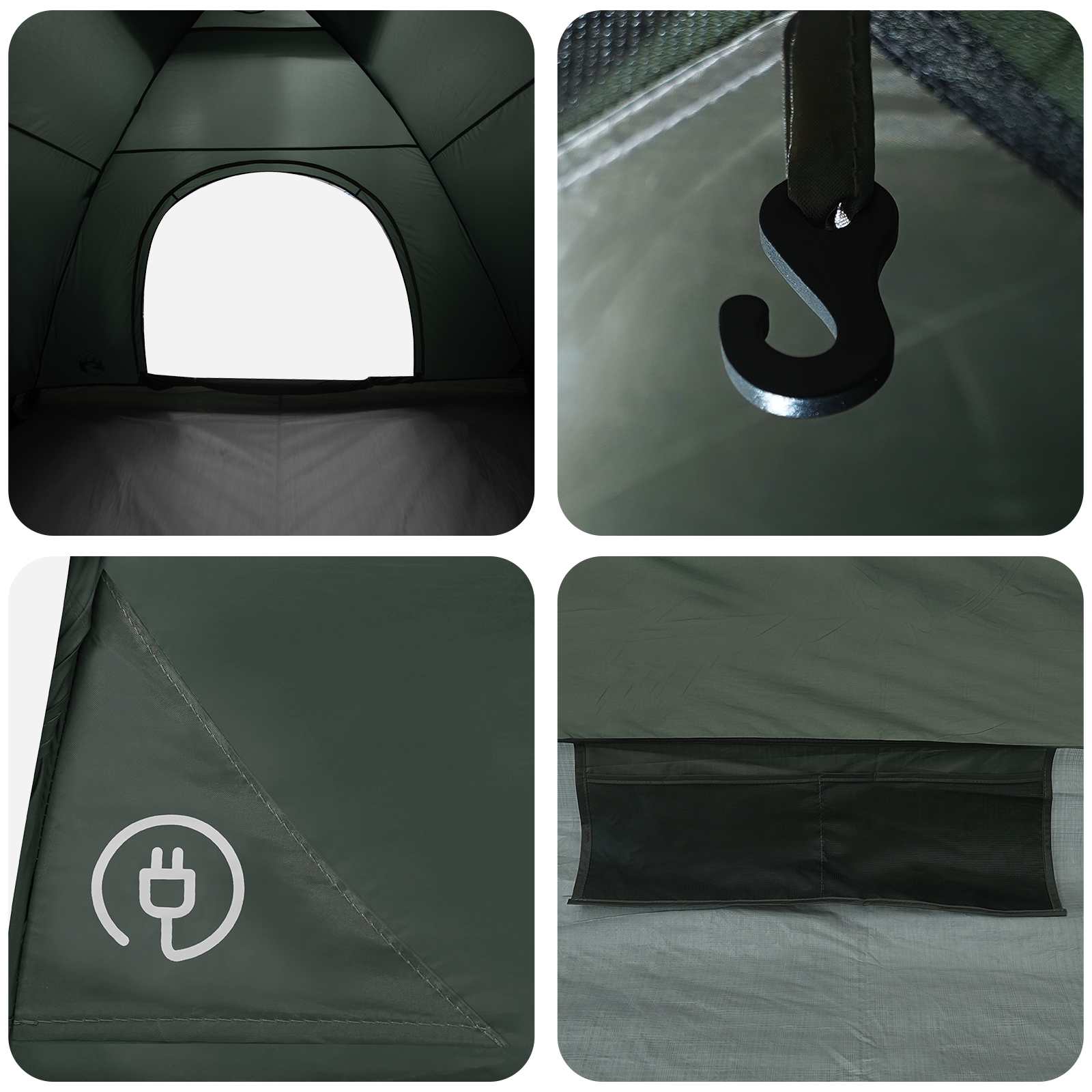 Kamping šator s krovom Maslinasto zelena 275 x 215 x 125 cm