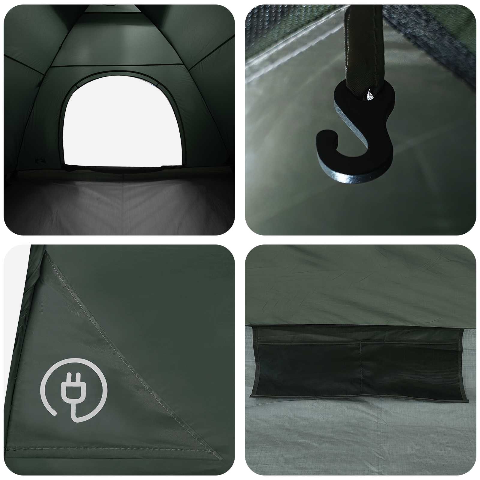 Kamping šator s krovom Maslinasto zelena 335 x 275 x 180 cm