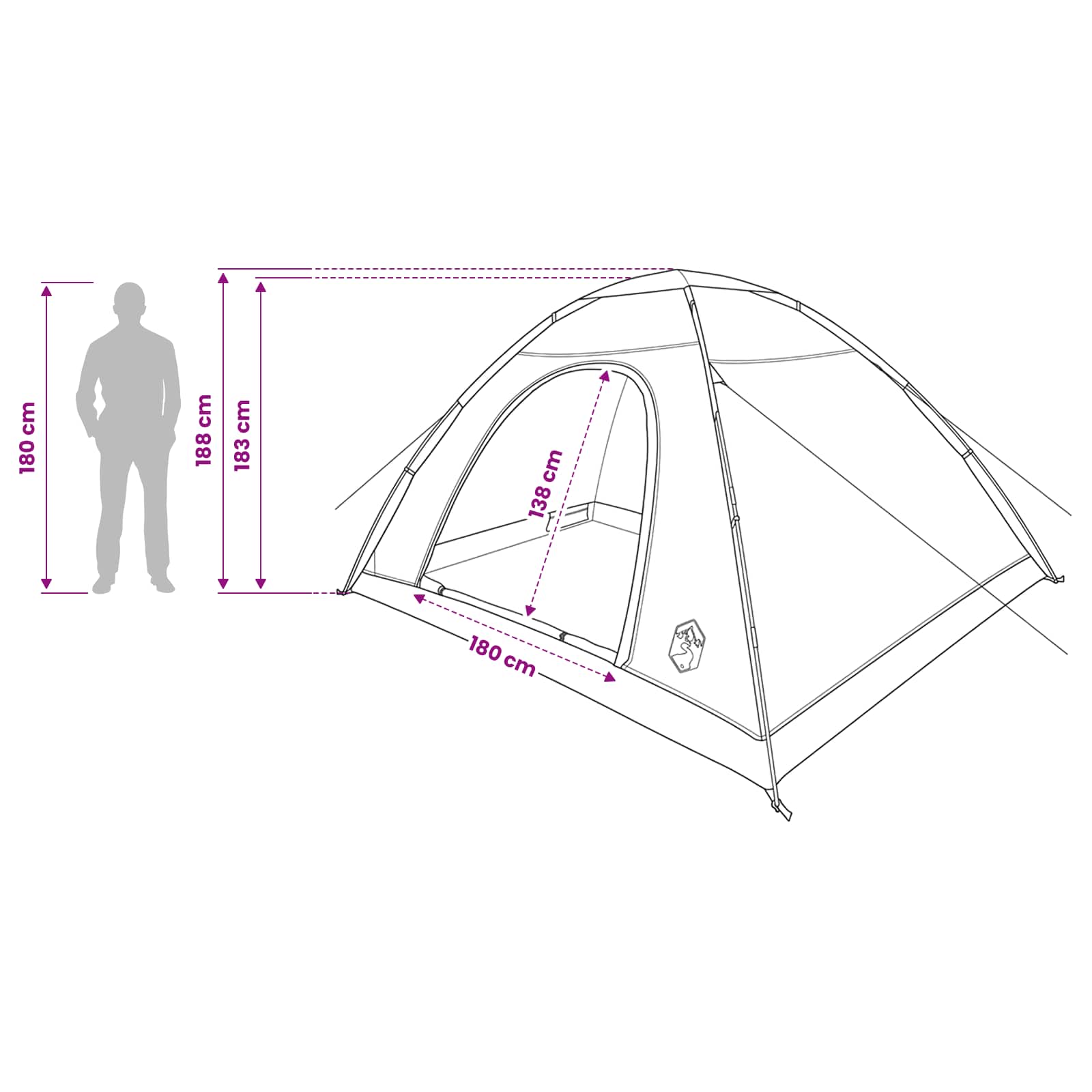 Kamping šator s krovom Maslinasto zelena 335 x 275 x 180 cm