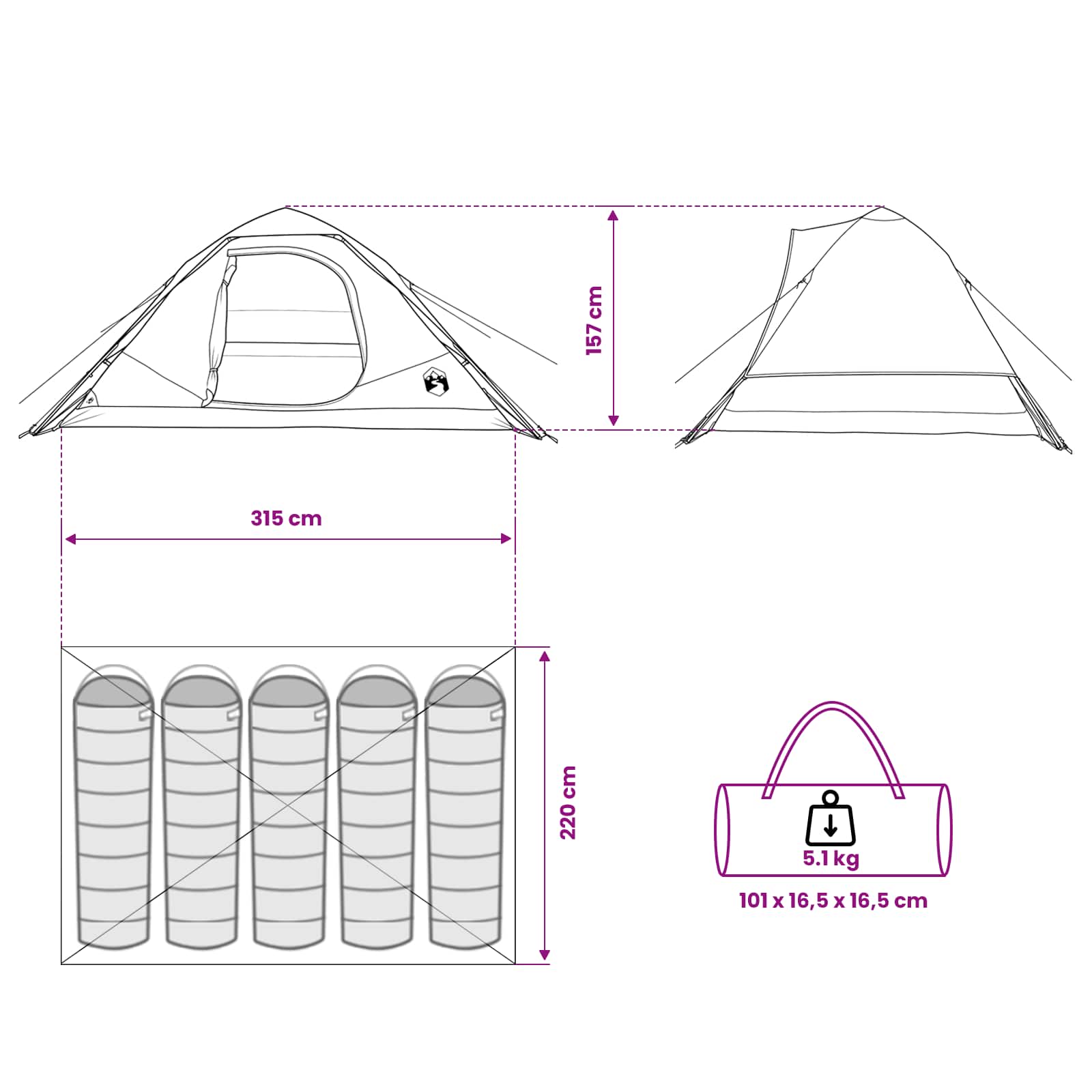 Instant šator Plava 305 x 215 x 140 cm Poliester i čelik