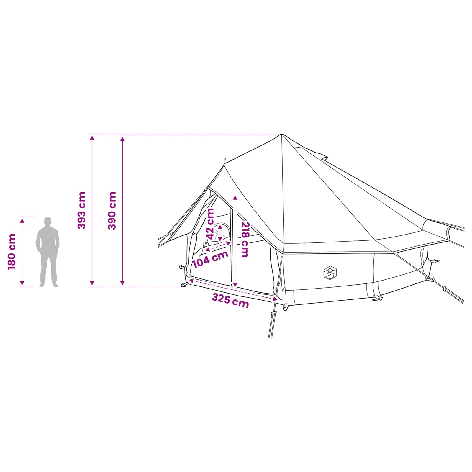 Tipi šator s krovom Zelena 700 x 700 x 395 cm Poliester i čelik