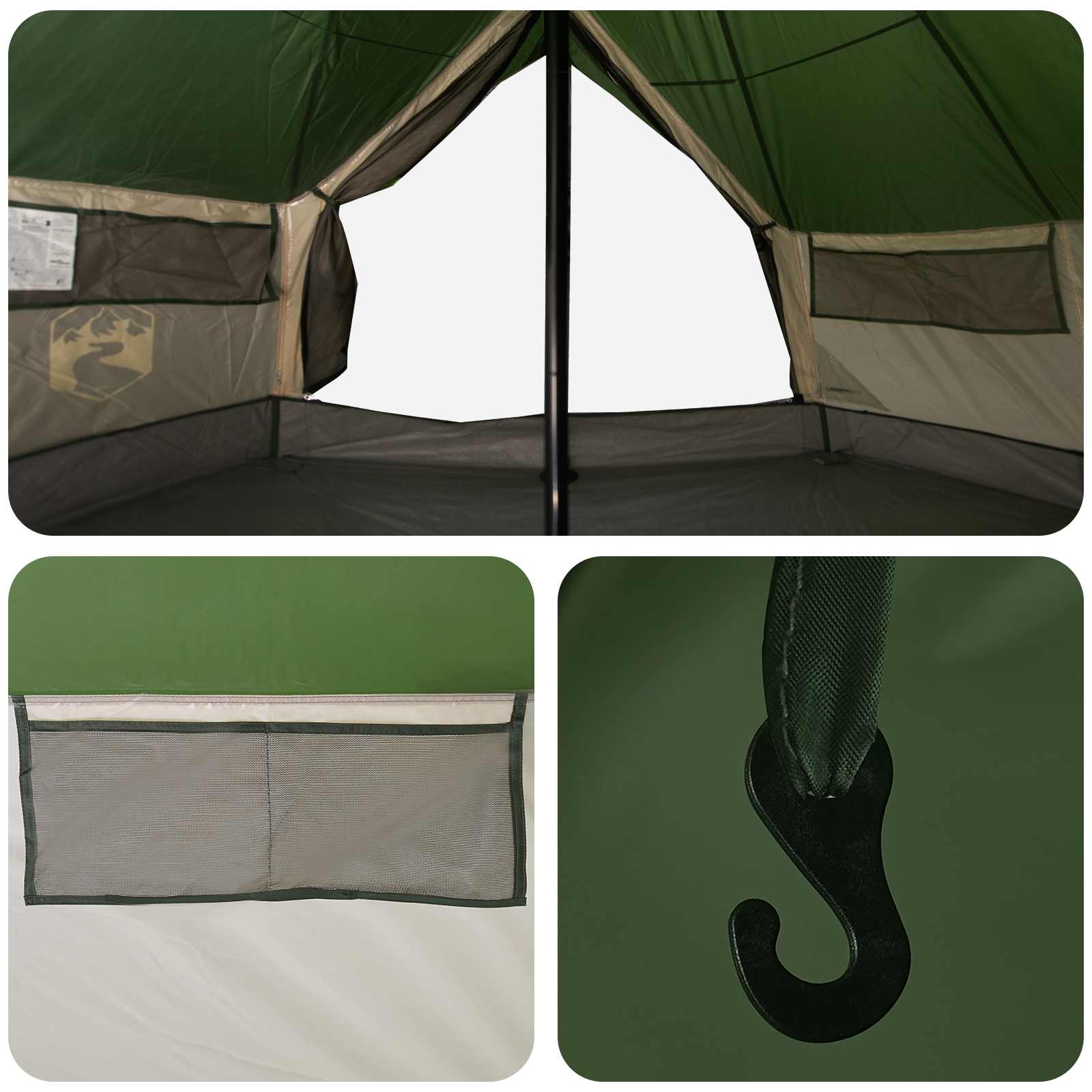 Tipi šator s krovom Zelena 800 x 800 x 430 cm Poliester i čelik