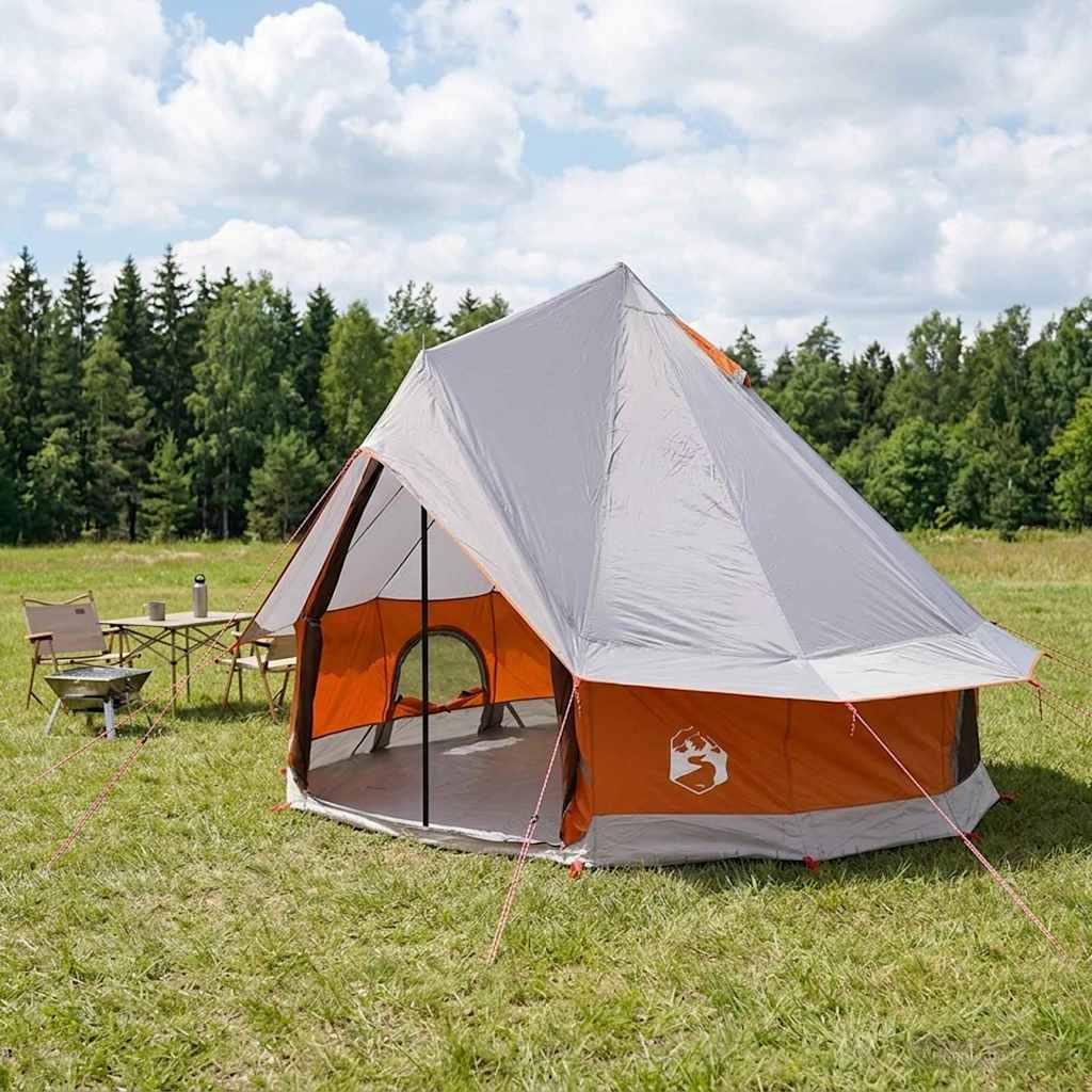 Tipi šator Siva i narančasta 250 x 250 cm Poliester i čelik