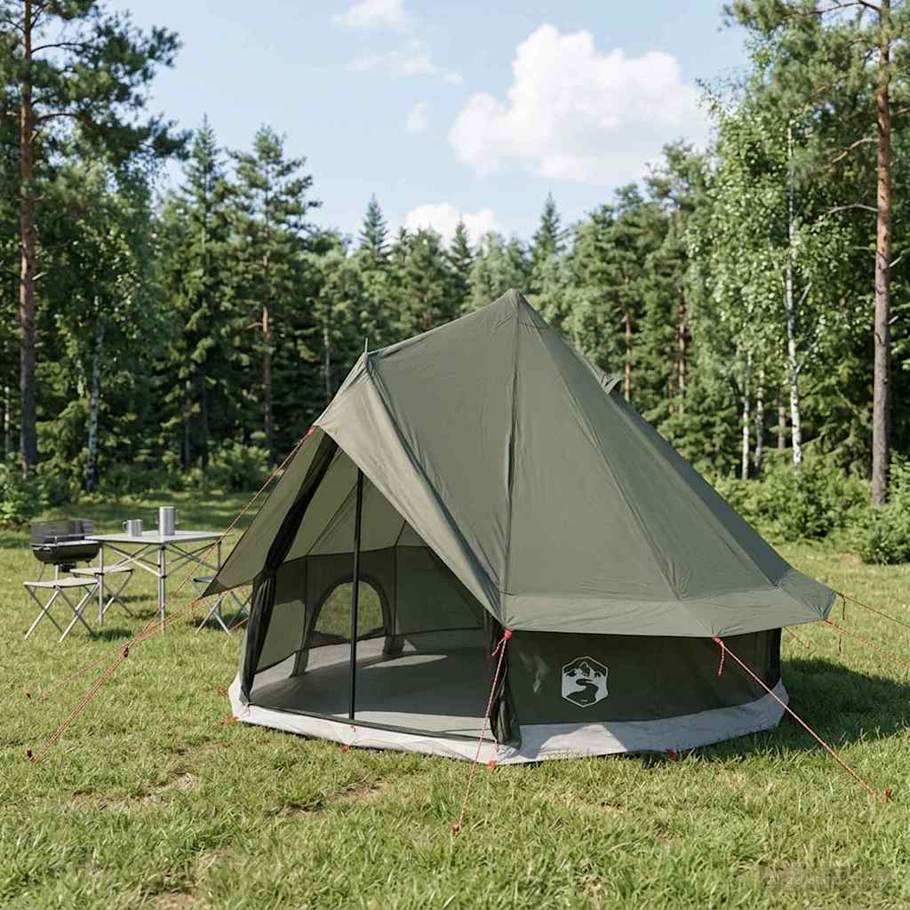 Tipi šator Maslinasto zelena 250 x 250 cm Poliester i čelik