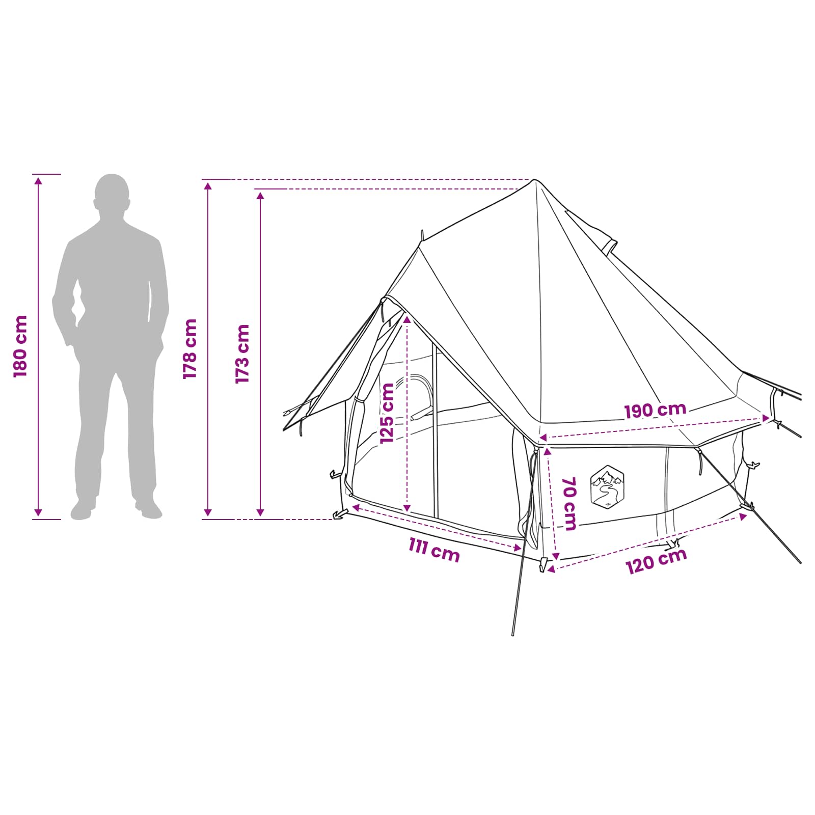 Tipi šator Maslinasto zelena 250 x 250 cm Poliester i čelik