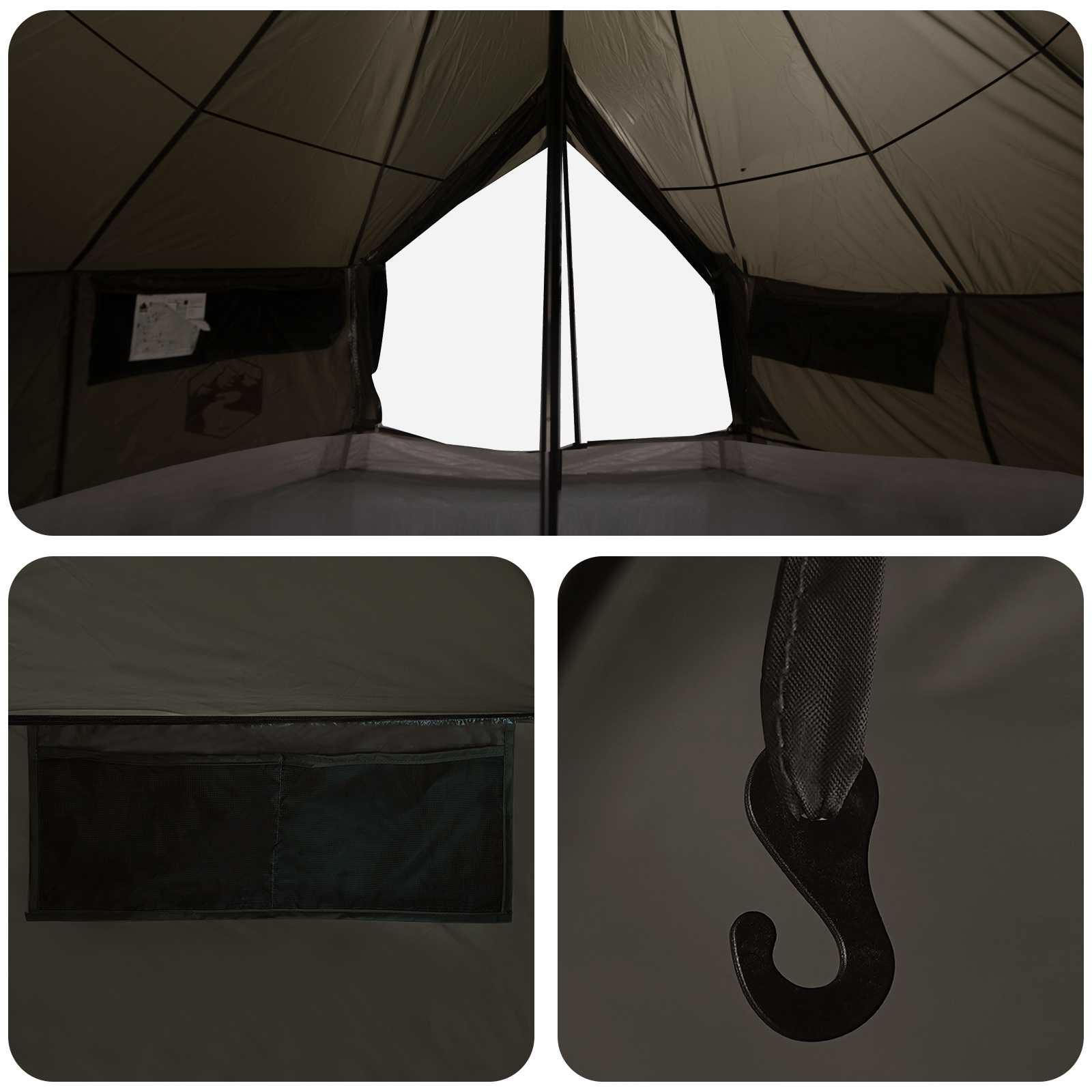 Tipi šator Smeđa siva 800 x 800 x 430 cm Poliester i čelik
