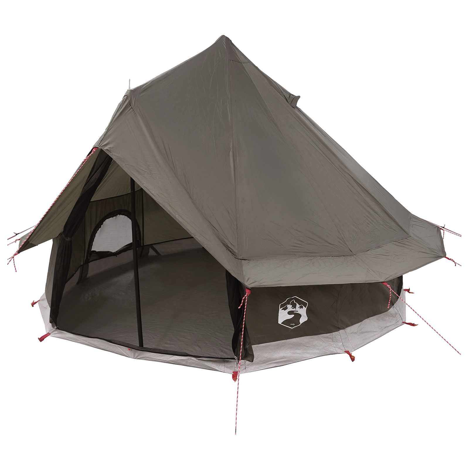 Tipi šator s krovom Smeđa siva 250 x 250 cm Poliester i čelik