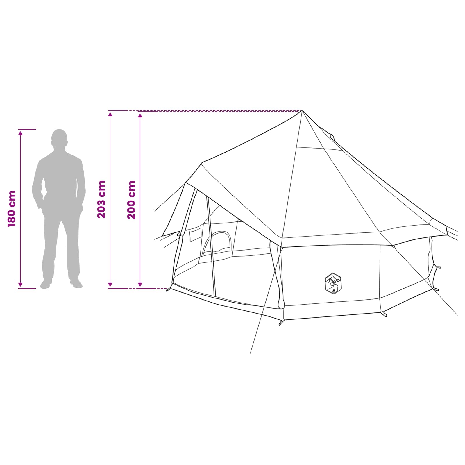 Tipi šator s krovom Maslinastozelena 300 x 300 x 200 cm