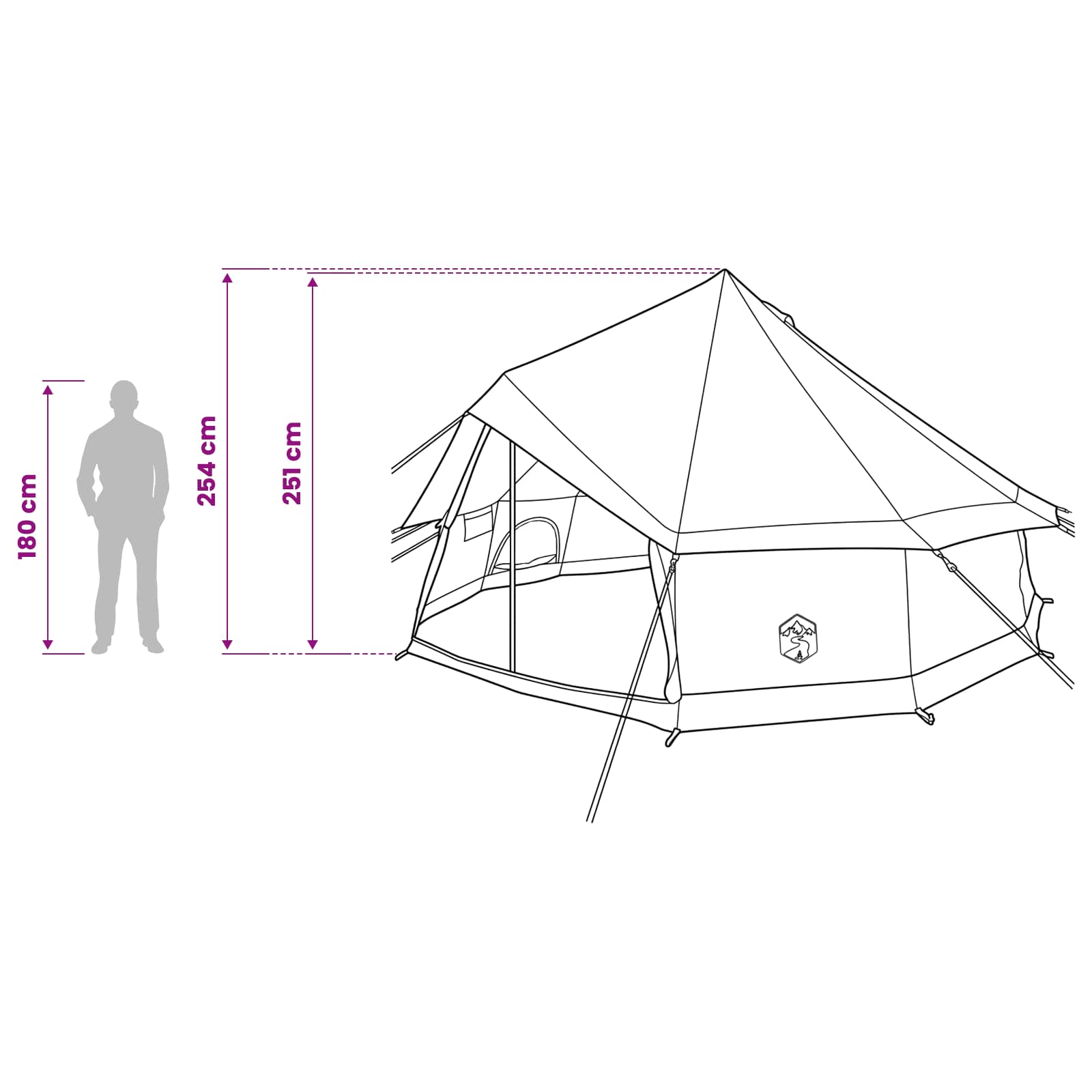 Tipi šator Smeđa siva 400 x 400 x 250 cm Poliester i čelik