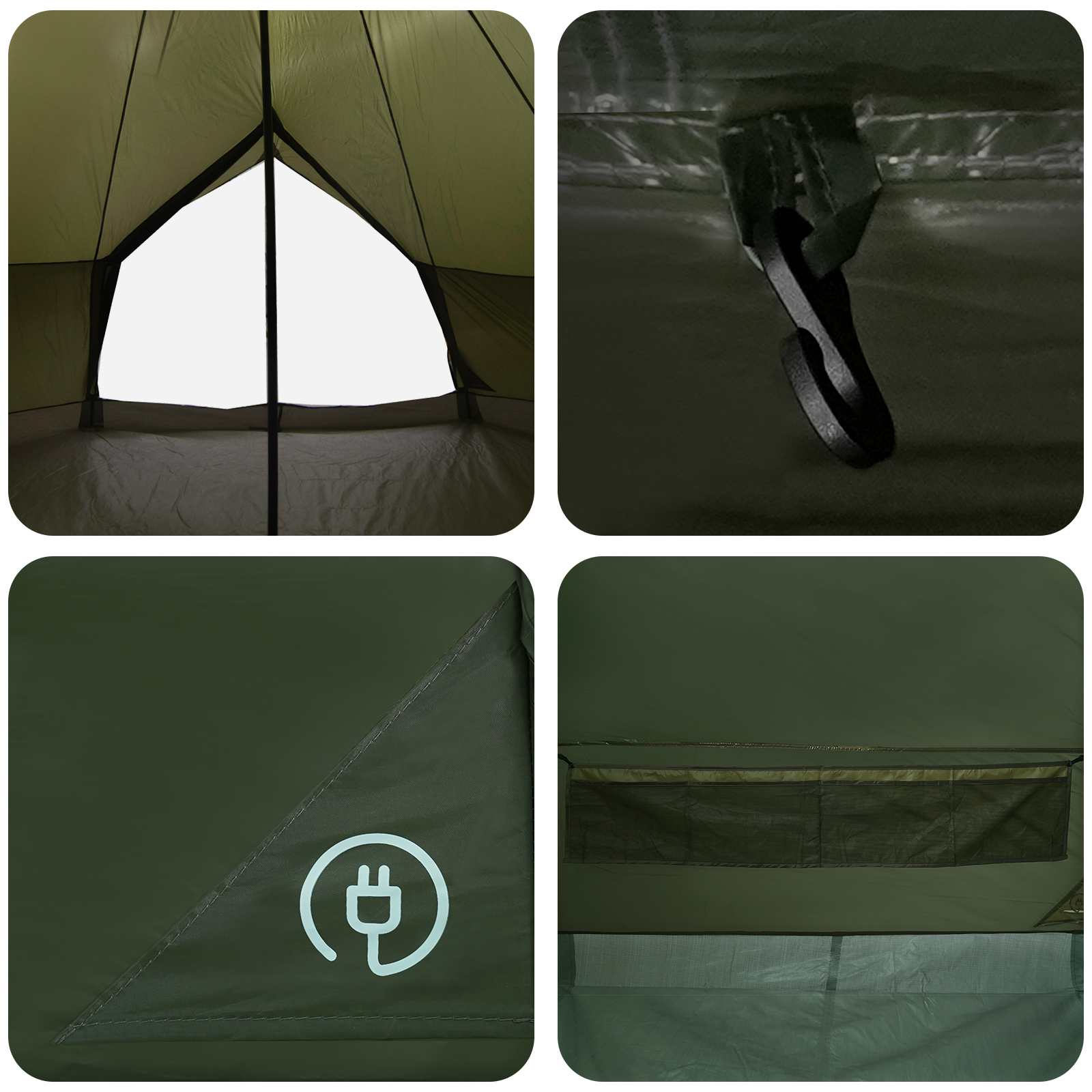 Tipi šator s krovom Maslinastozelena 600 x 600 x 350 cm