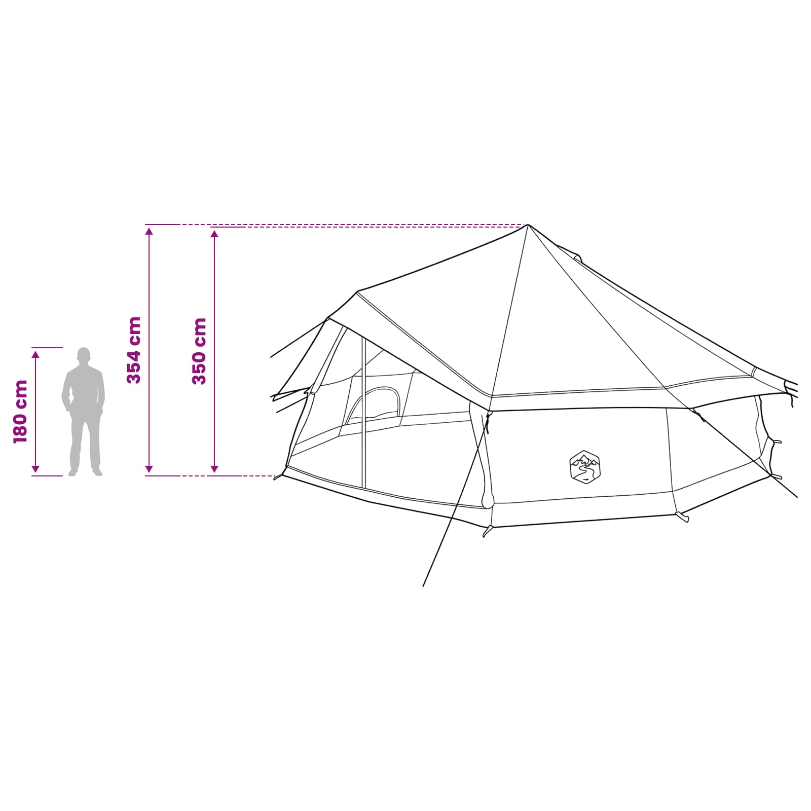 Tipi šator s krovom Maslinastozelena 600 x 600 x 350 cm