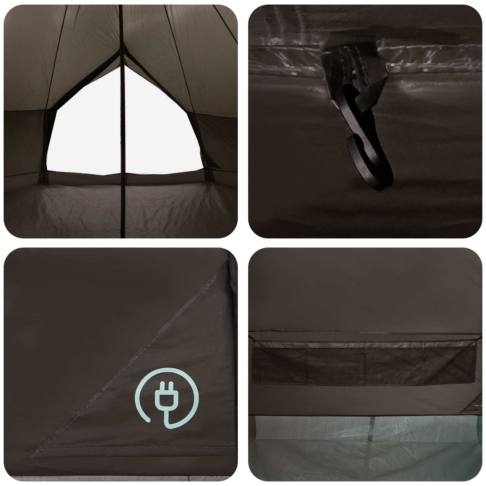 Tipi šator Smeđa siva 600 x 600 x 350 cm Poliester i čelik