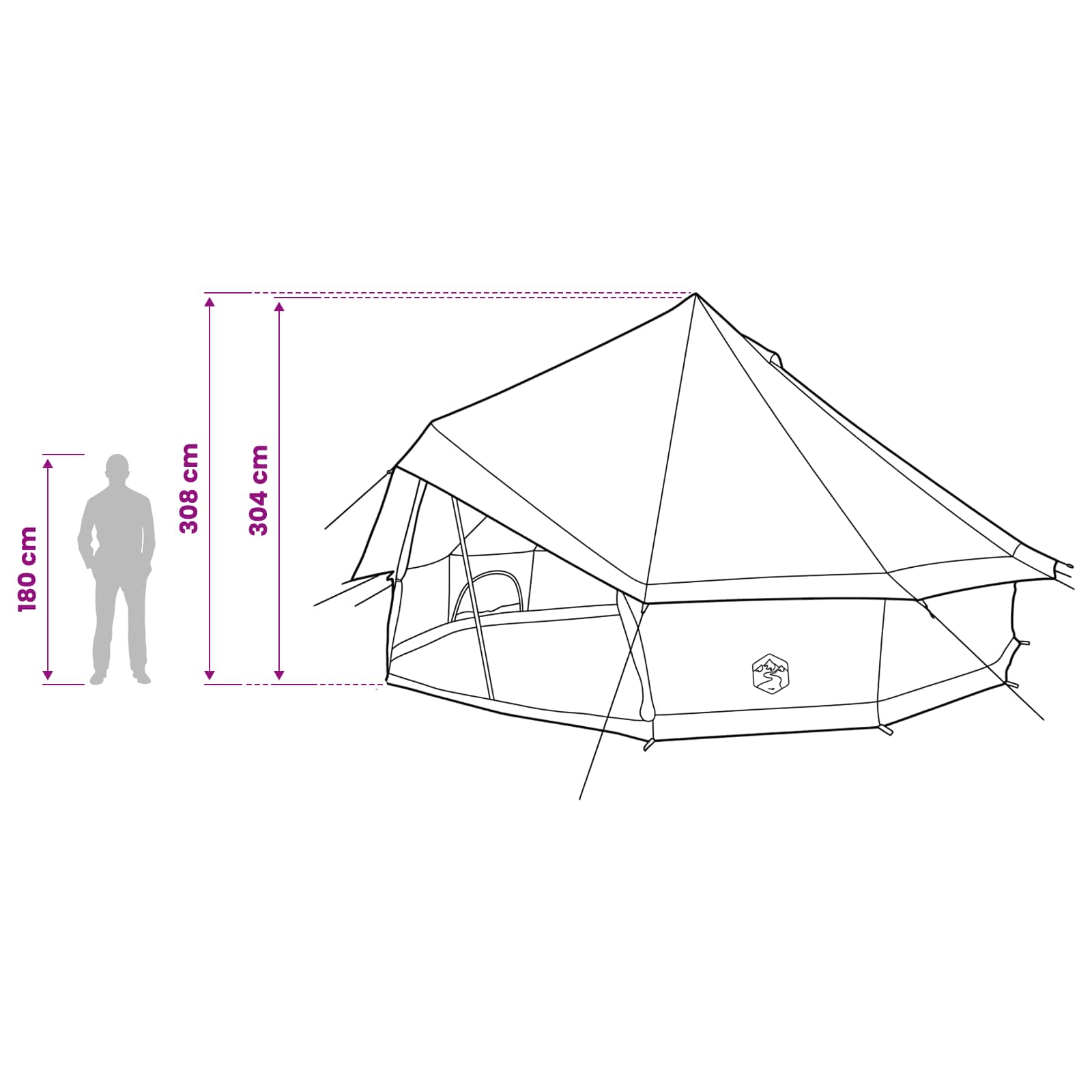 Tipi šator Smeđa siva 500 x 500 x 300 cm Poliester i čelik