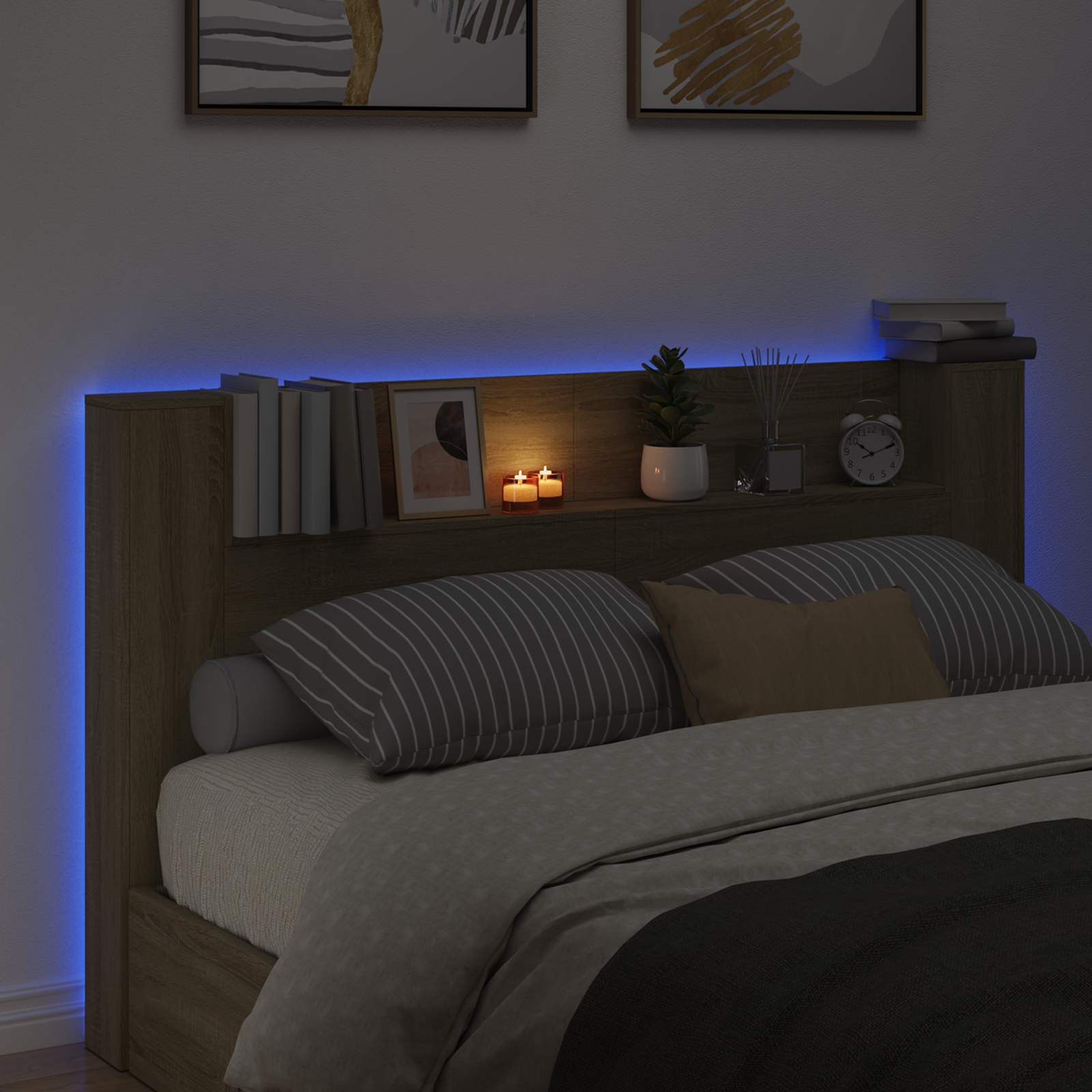 Krevetna ploča s LED-om s policom Sonoma 180 x 16,5 x 103,5 cm