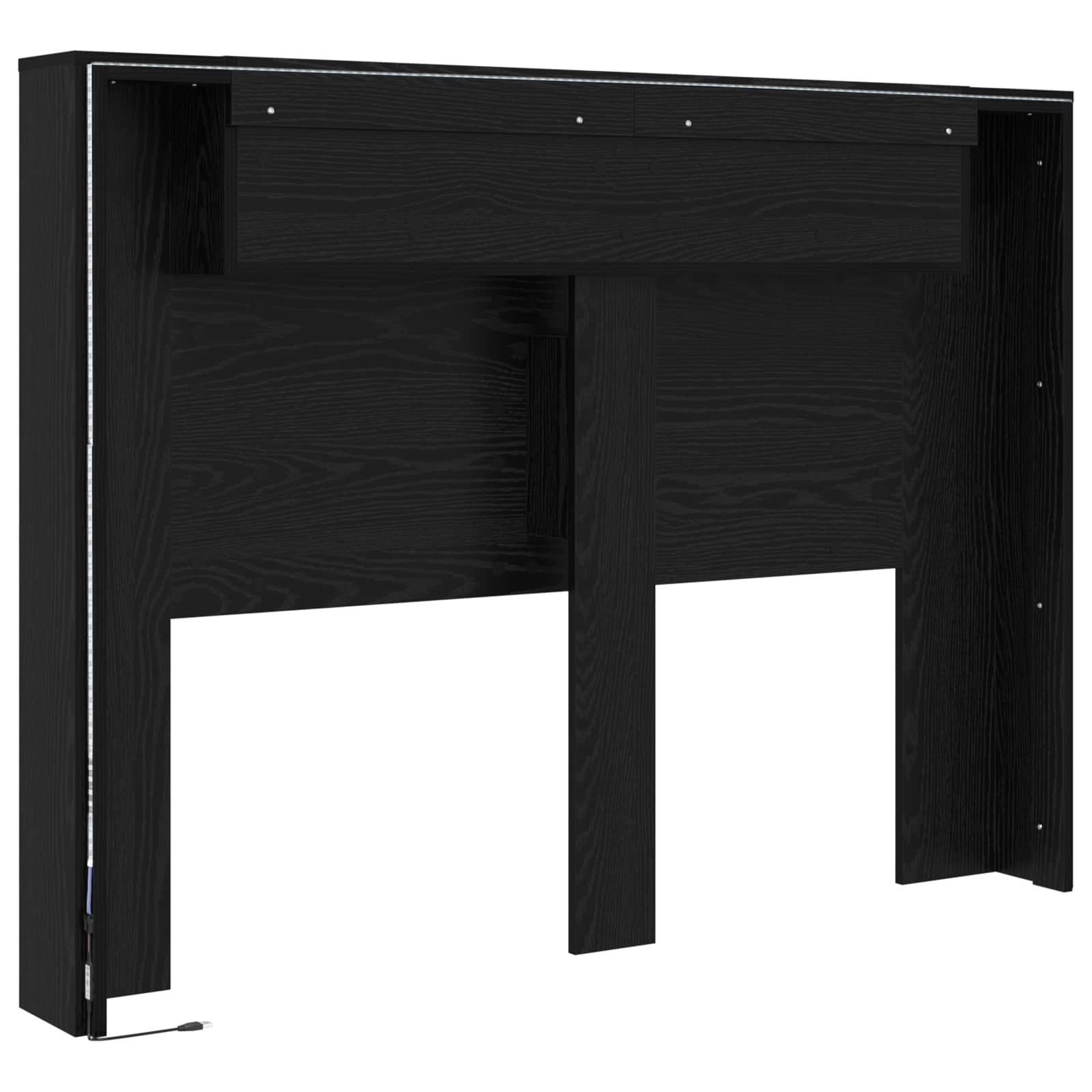 Krevetna ploča s LED-om Zidne Crni Hrast 140 x 16,5 x 103,5 cm