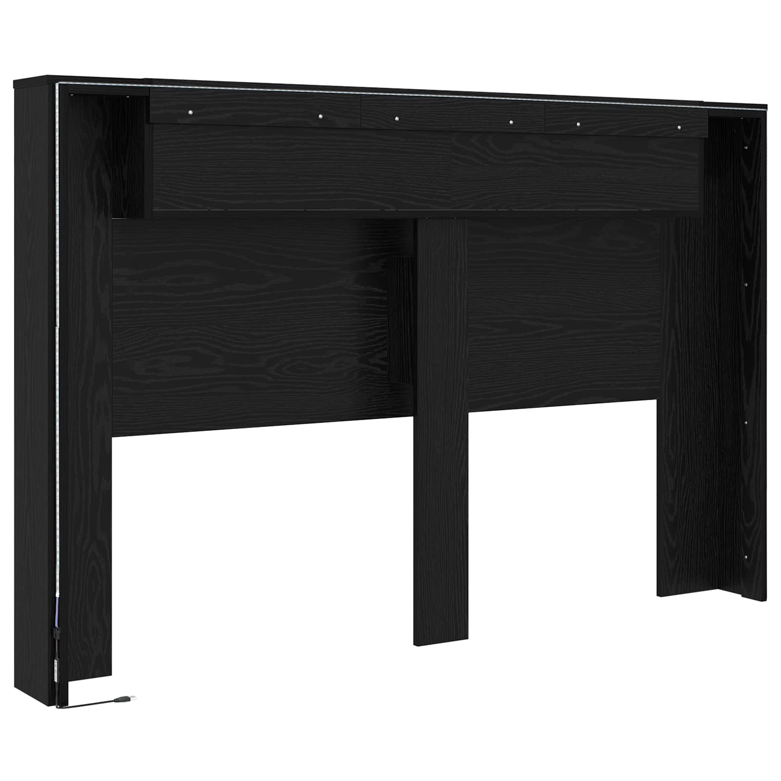 Krevetna ploča s LED-om Zidne Crni Hrast 160 x 16,5 x 103,5 cm