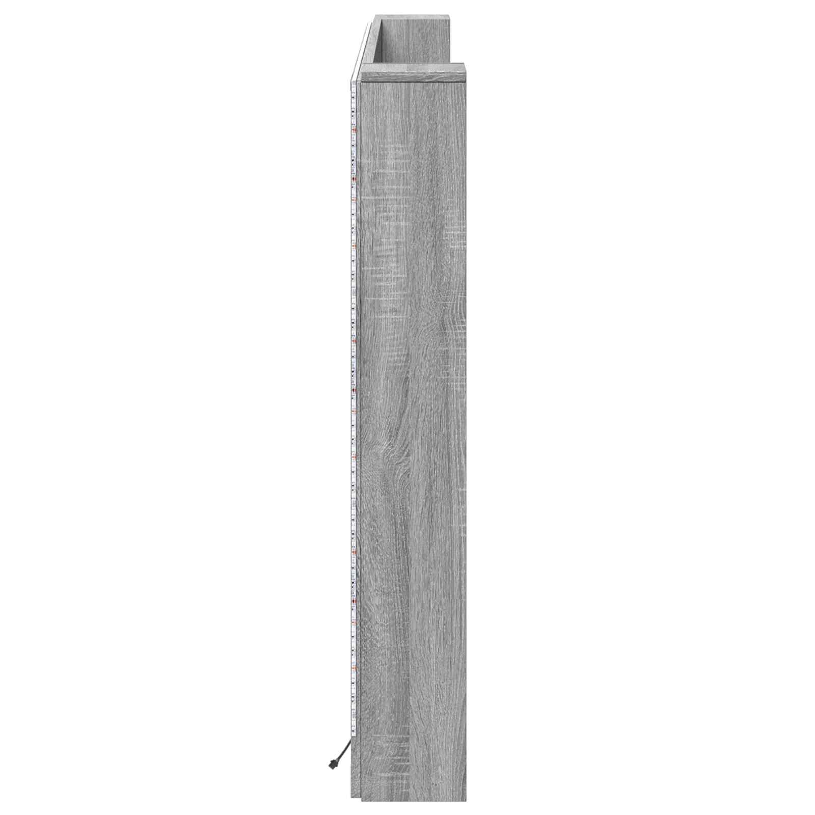 Krevetna ploča s LED-om Zidne Sivi Sonoma 180 x 16,5 x 103,5 cm
