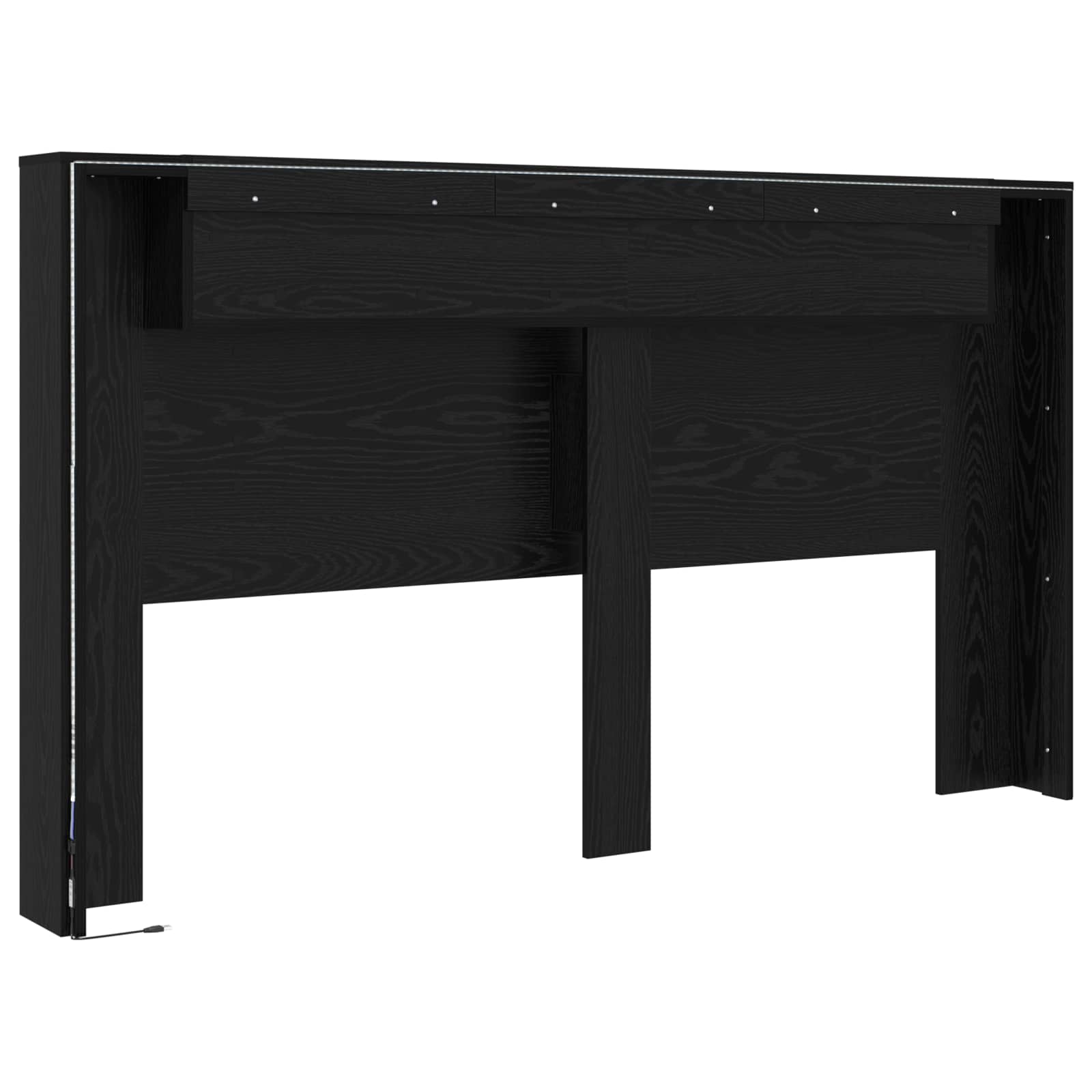 Krevetna ploča s LED-om Zidne Crni Hrast 180 x 16,5 x 103,5 cm