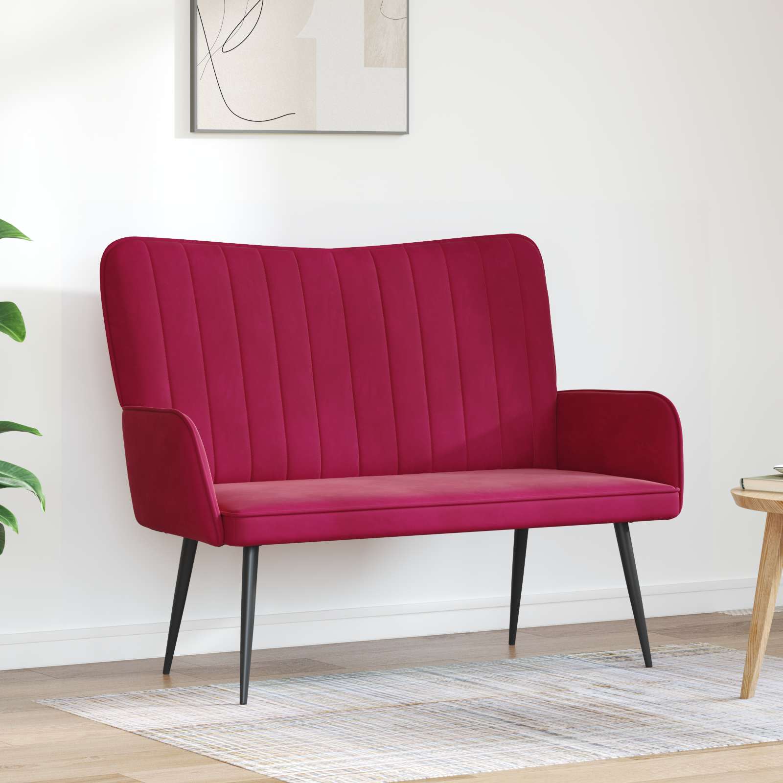 Kauč za dvoje boja crnog vina 115 x 61 x 87 cm Baršun