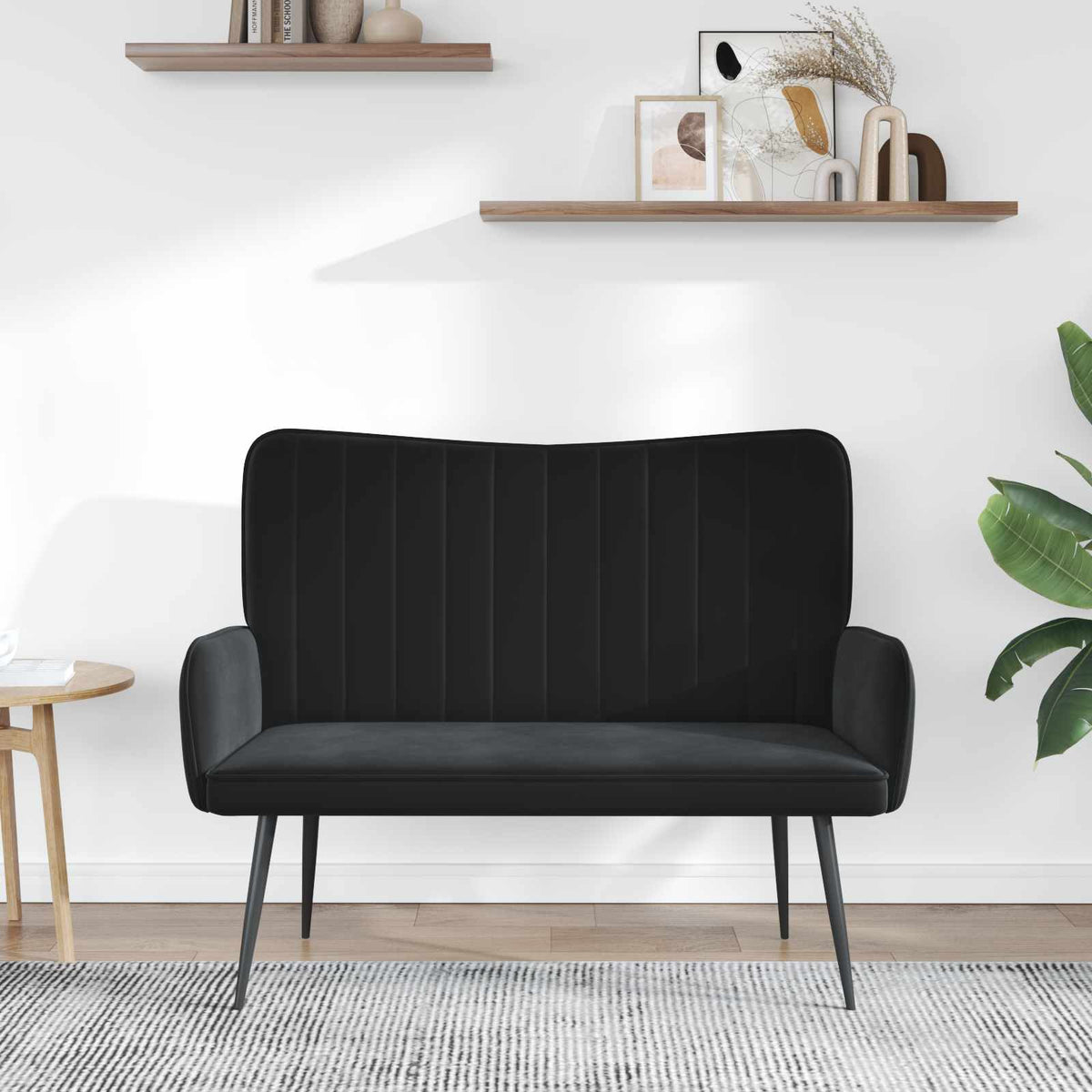 Sofa za dvije osobe Crna 115 x 61 x 87 cm Baršun