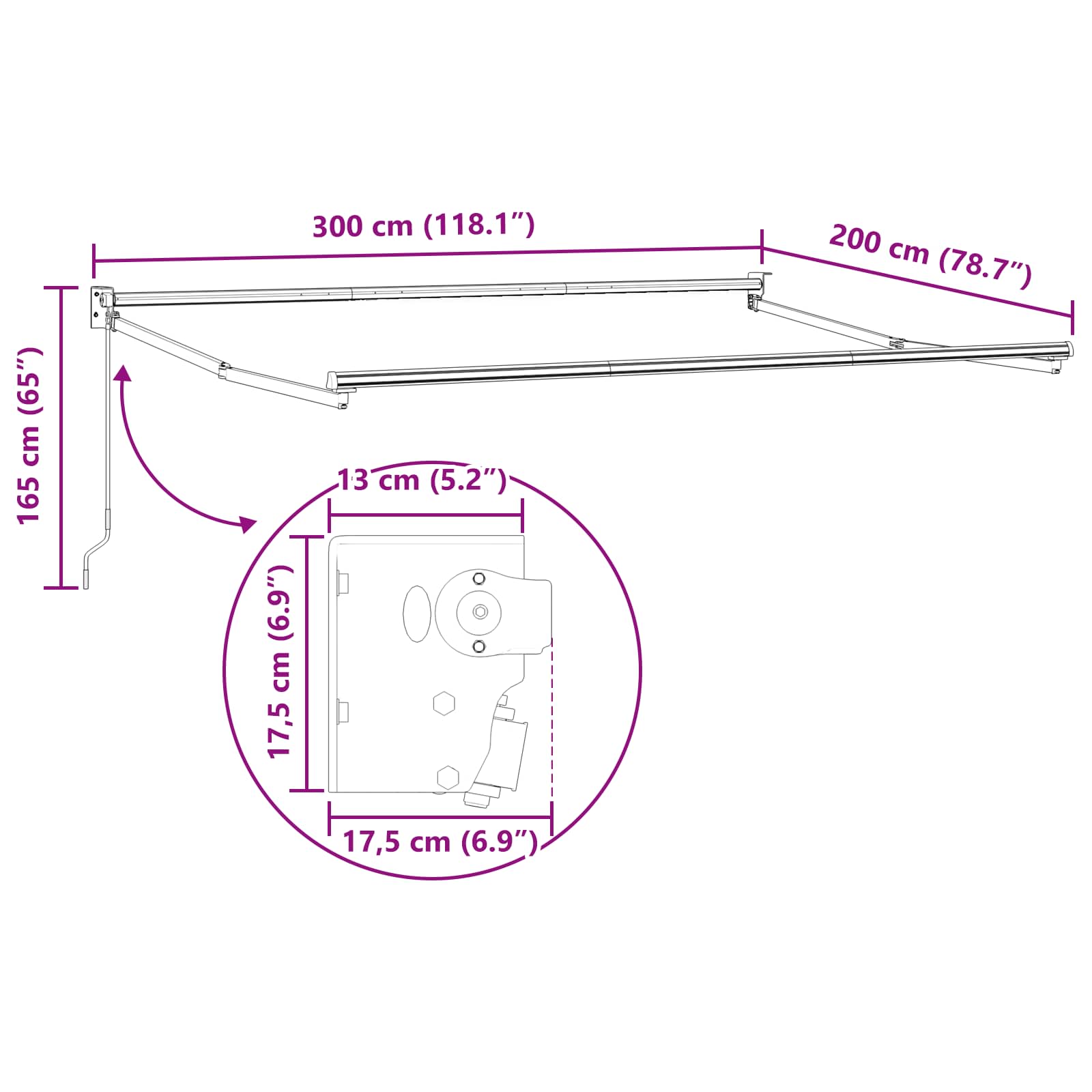 Povlačivi tende Žuta i bijela 3 x 2 m 100% Poliester i Aluminij