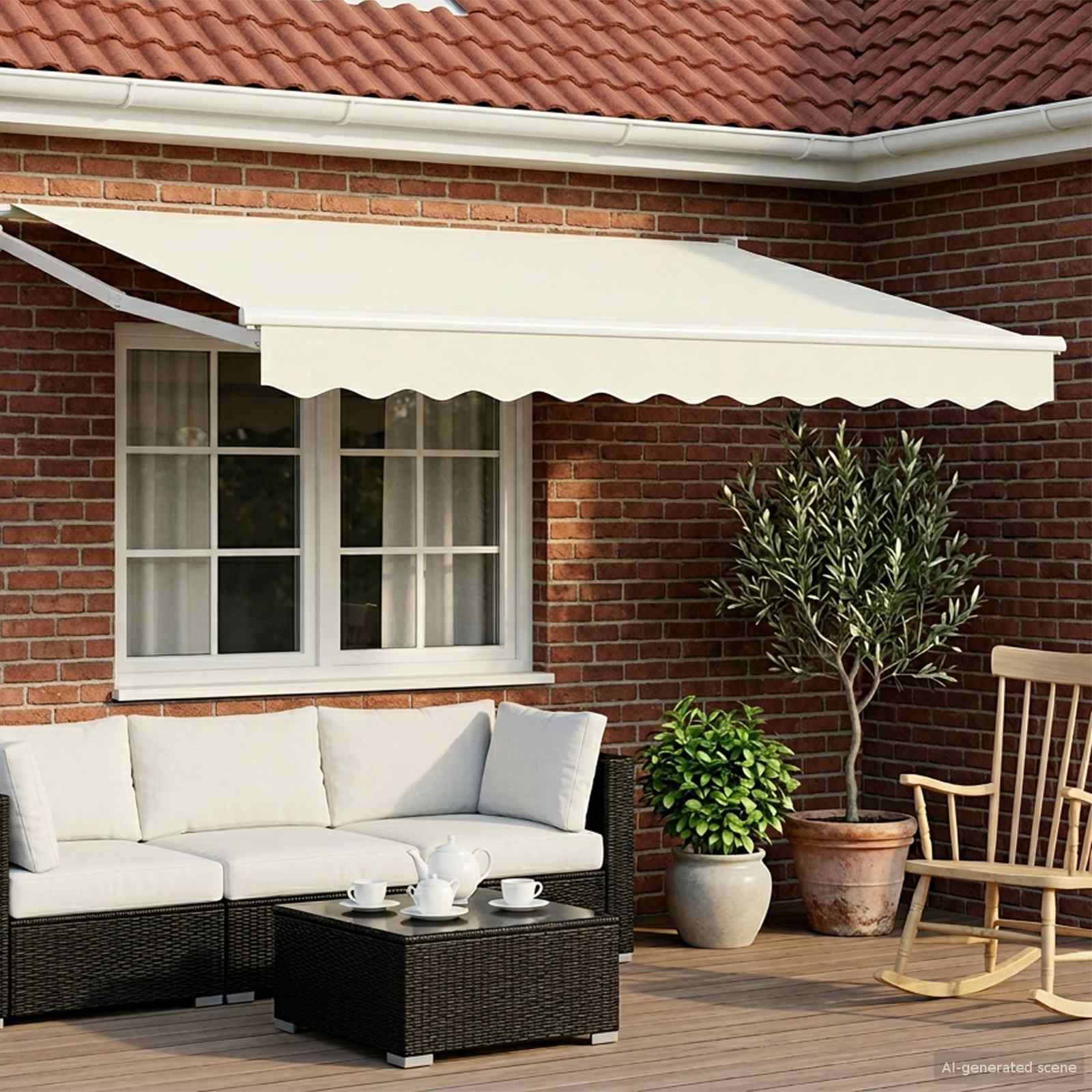 Povlačivi tende Krem 3,5 x 2 m 100% Poliester i Aluminij