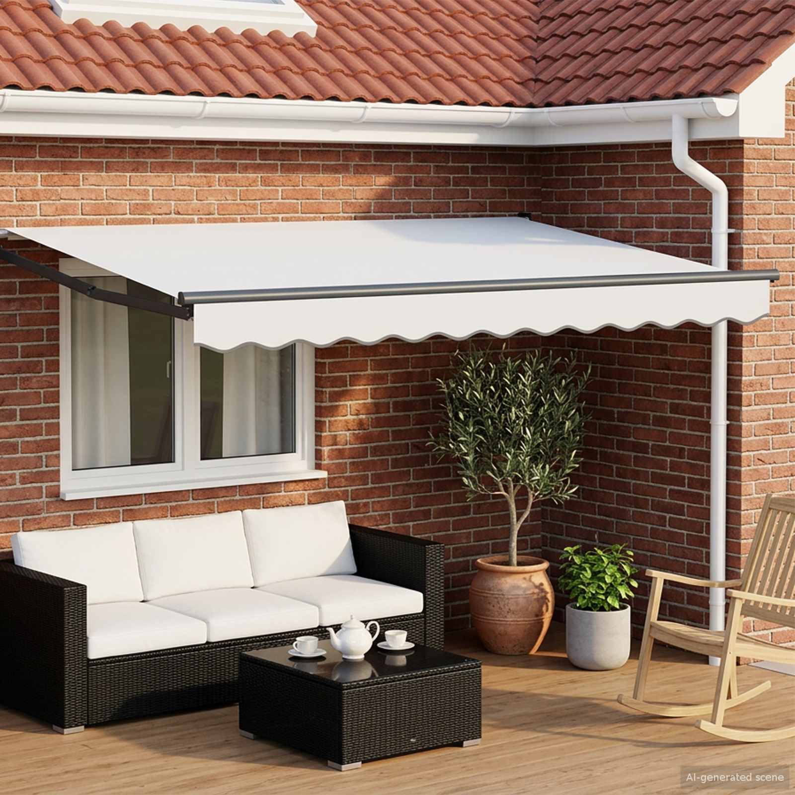 Povlačivi tende Bijela 3,5 x 2 m 100% Poliester i Aluminij