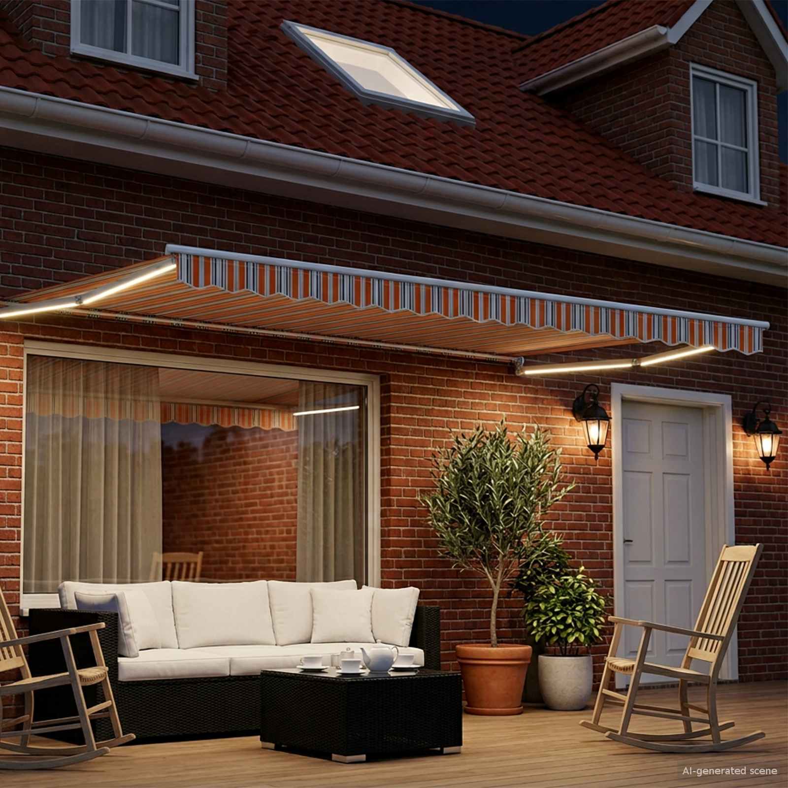 Ručna zlačivna tenda s LED diodama 4,5 × 3 m