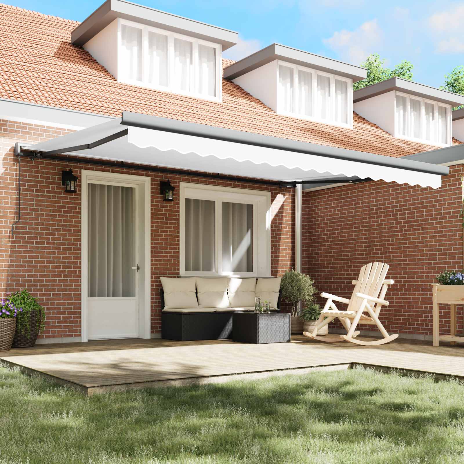 Skrovita tenda Bijelo 4 × 3 m Platno i Aluminij