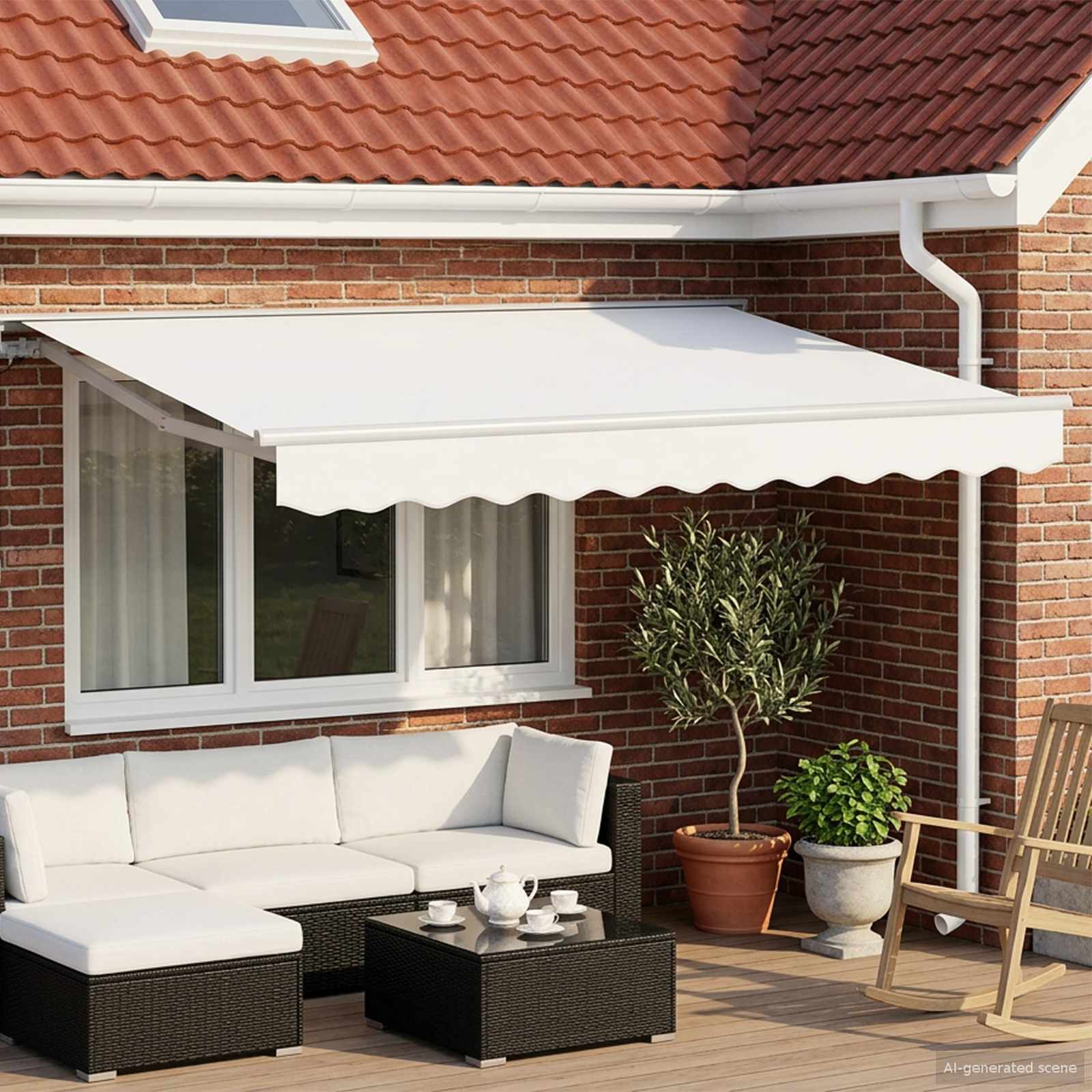 Ručno sklopiva tenda Bijela 3,5 x 2,5 m Poliester s PU premazom