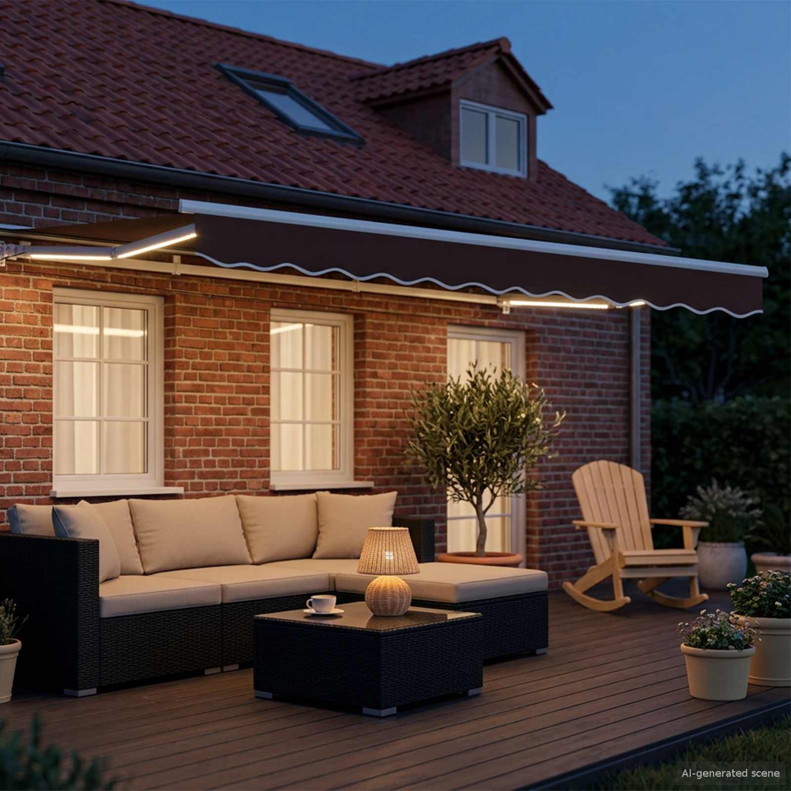 Ručni okvir tende s LED-ima Smeđa i bijela 3 x 2,5 m