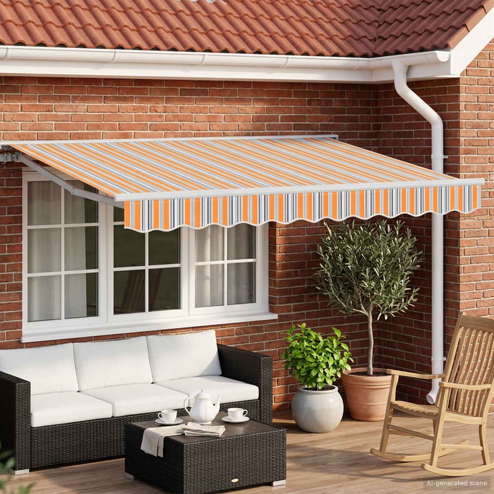 Ručni okvir tende s LED-ima 3,5 x 2,5 m Poliester s PU premazom