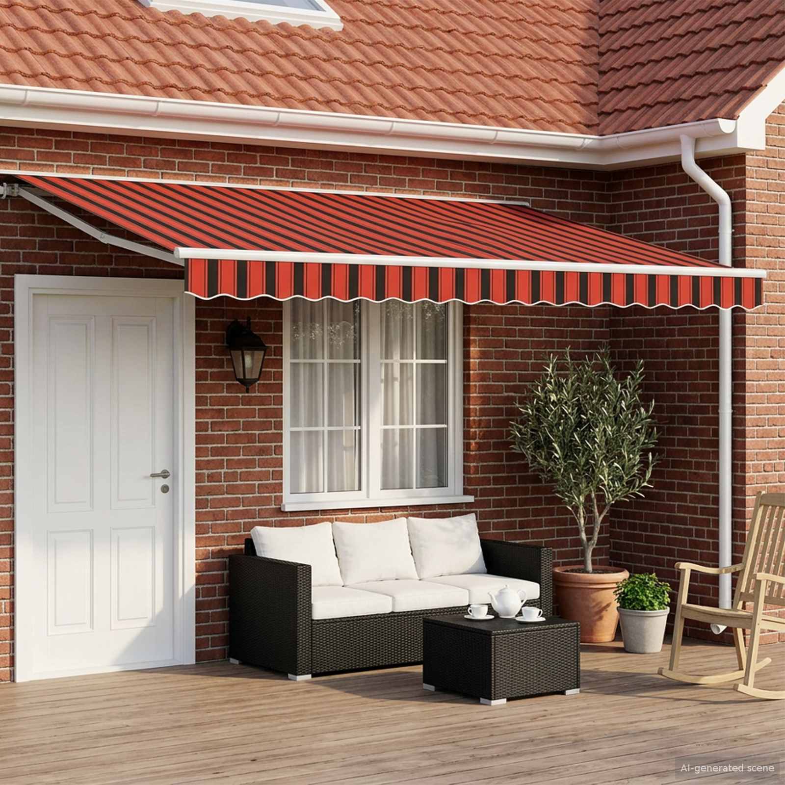 Električna retraktabilna tenda Narančasta, crna i žuta
