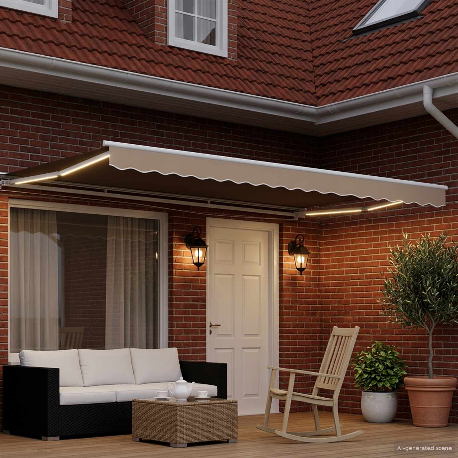 Električna retraktabilna tenda Bež i Bijela 4 × 3 m