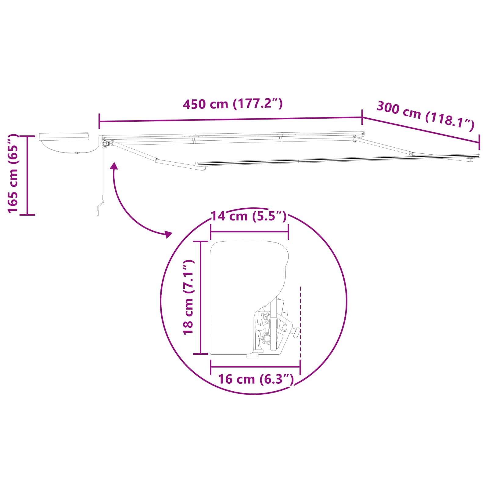 Električna retraktabilna tenda Žuta i bijela 4,5 × 3 m
