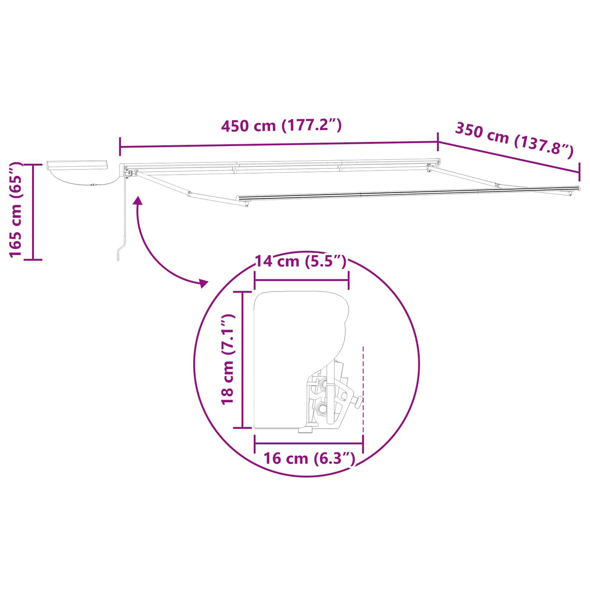 Električna retraktabilna tenda 4,5 × 3,5 m
