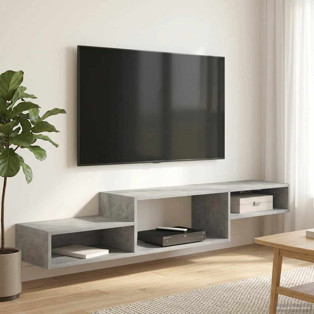 TV ormar za montažu na zid Zidna montaža Betonska siva