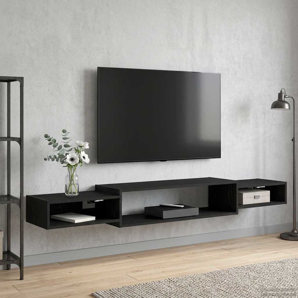 TV ormar za montažu na zid Zidna montaža Crni hrast