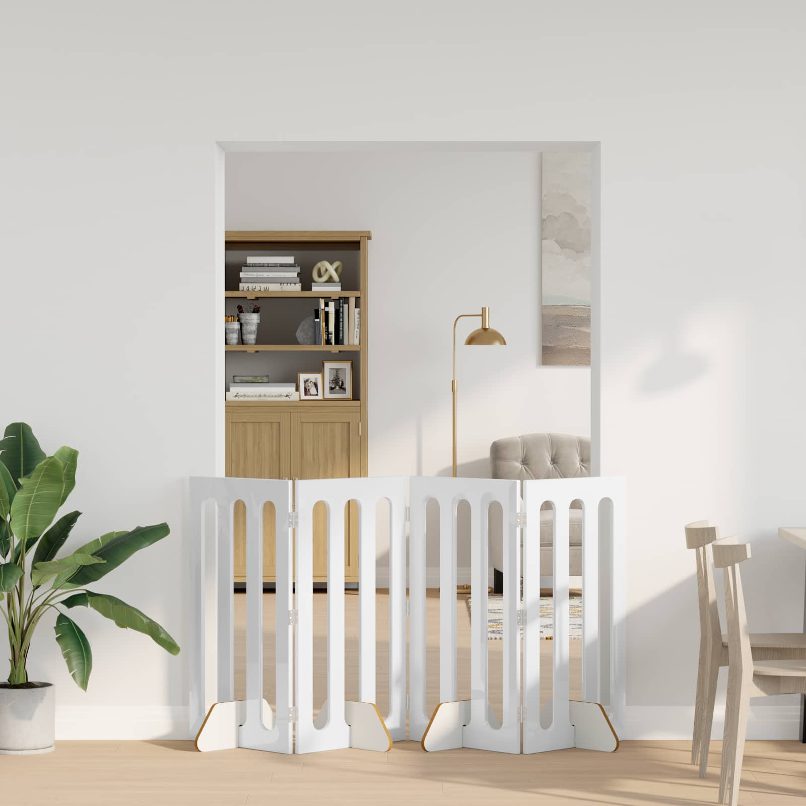 Preklopna ogradica za kućne ljubimce 4 pcs Visoki Sjaj Bijeli