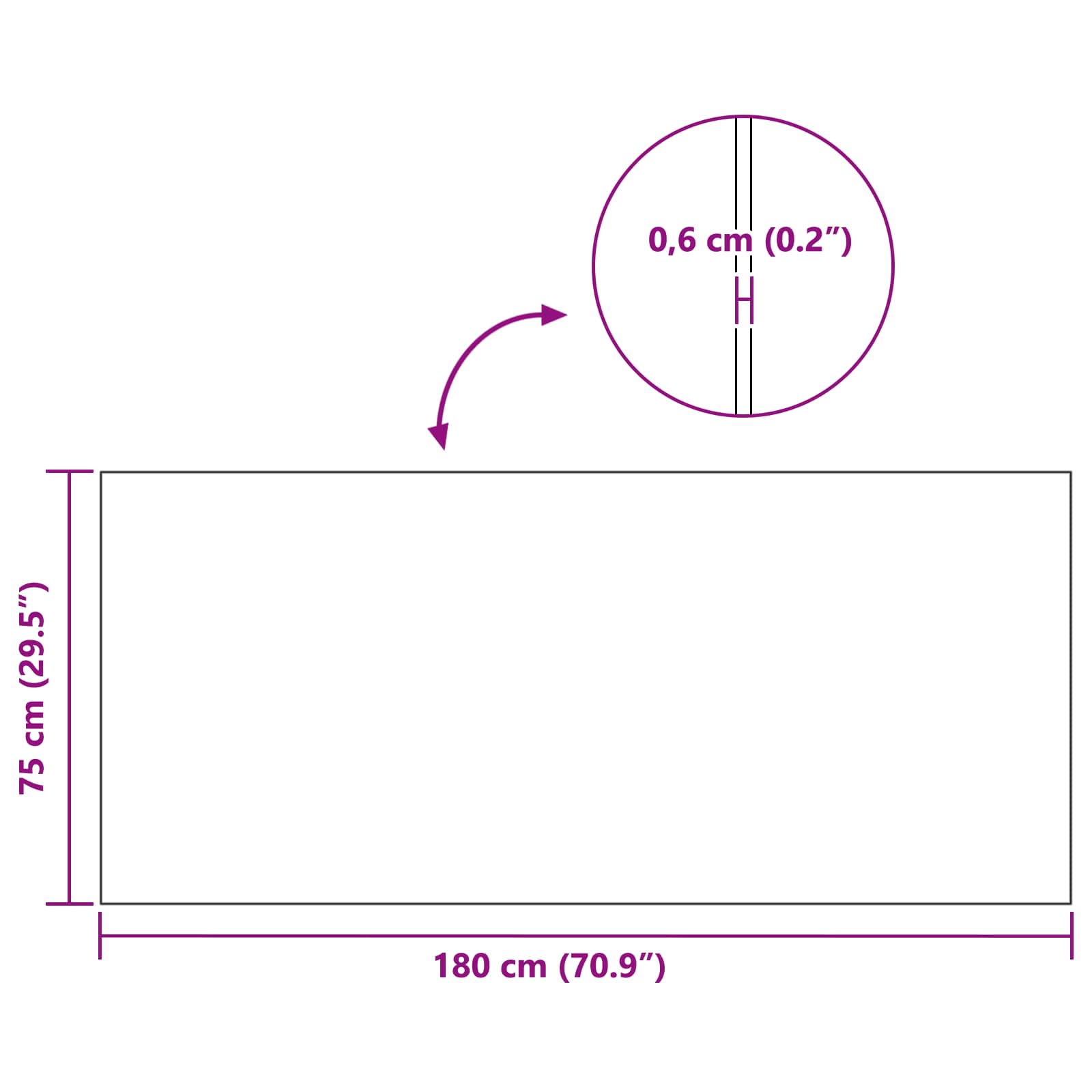 Sportska zaštita Mat Crna 180 x 75 x 0,6 cm PVC visoke gustoće