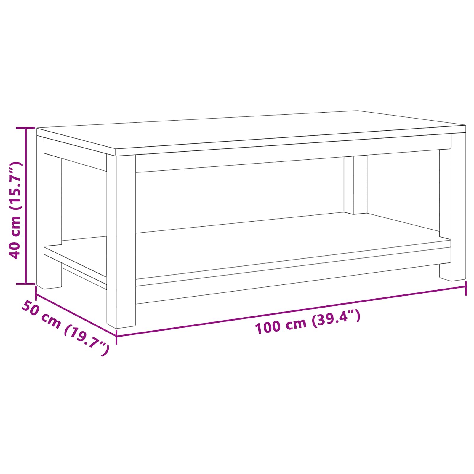 Kava Stol Prirodna 100 x 50 x 40 cm Čvrsto teak drvo