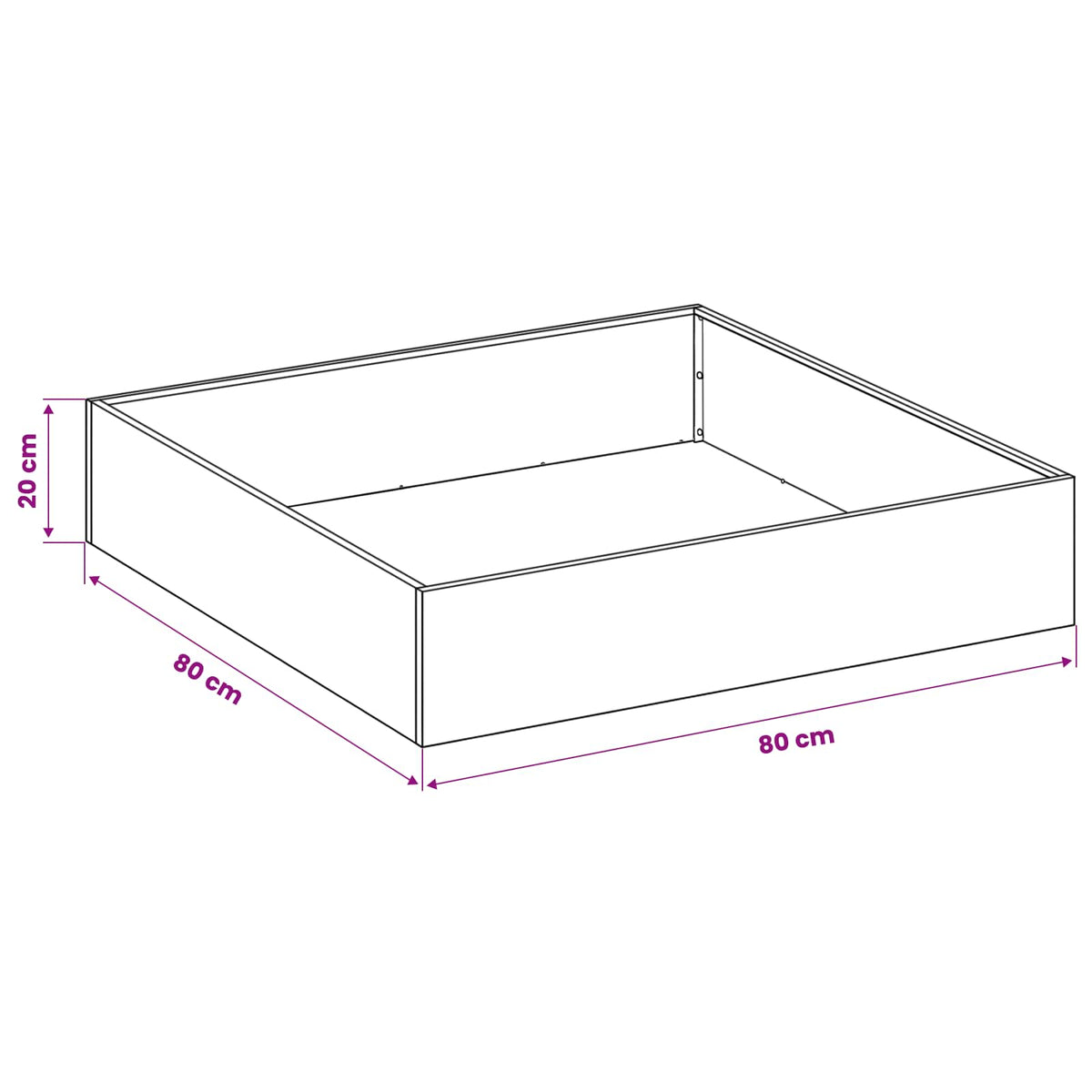 Vrtna saksija Bijela 80 x 80 x 20 cm Čelična vrata