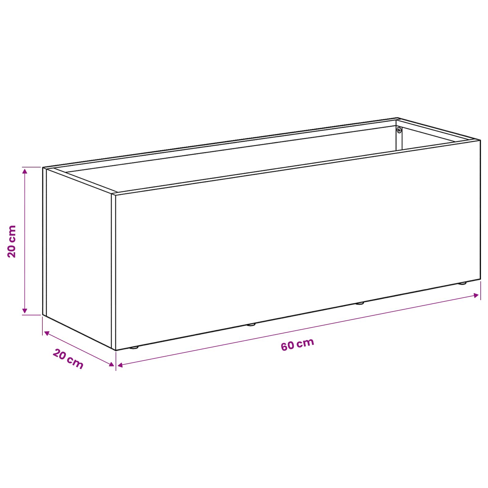 Vrtna saksija Rđa 60 x 20 x 20 cm Otporni čelik