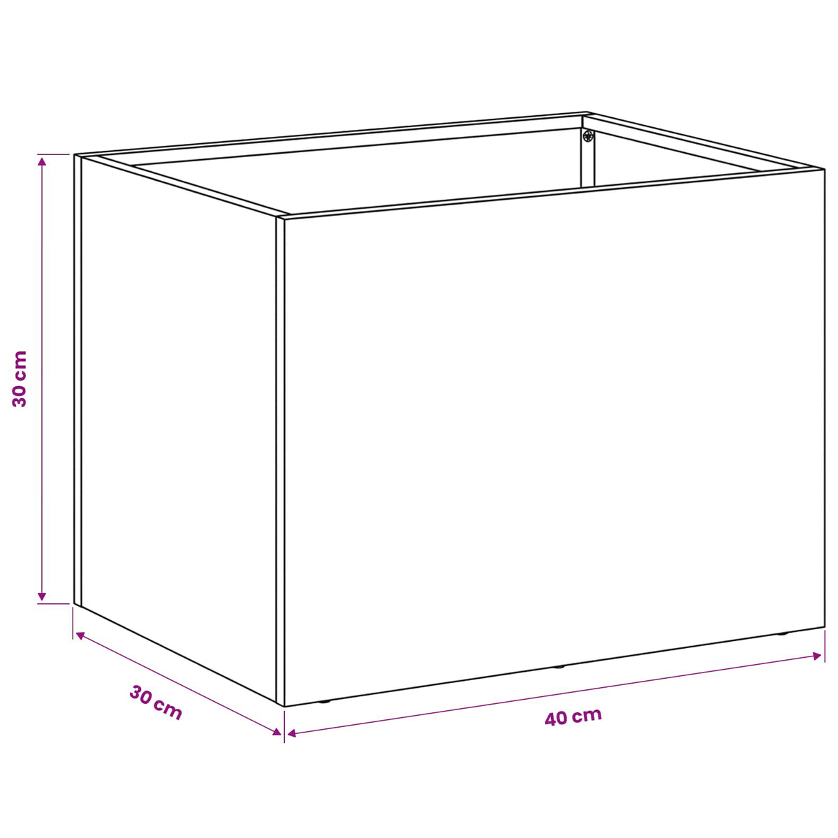 Vrtna saksija Crna 40 x 30 x 30 cm Čelična vrata