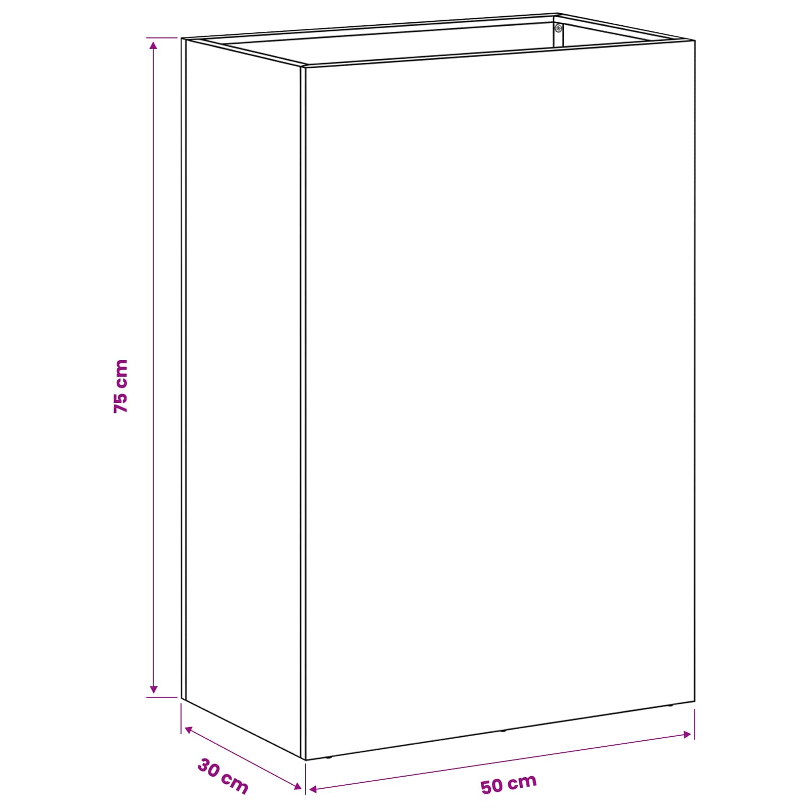 Vrtna saksija Antracit 50 x 30 x 75 cm Čelična vrata