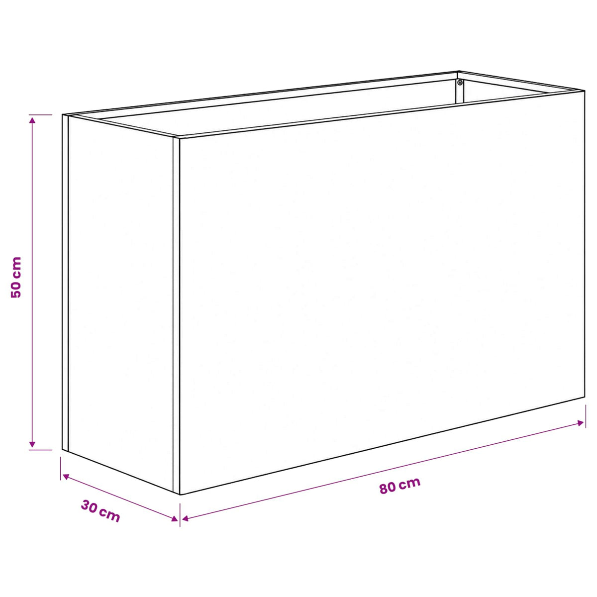 Vrtna saksija Bijela 80 x 30 x 50 cm Čelična vrata