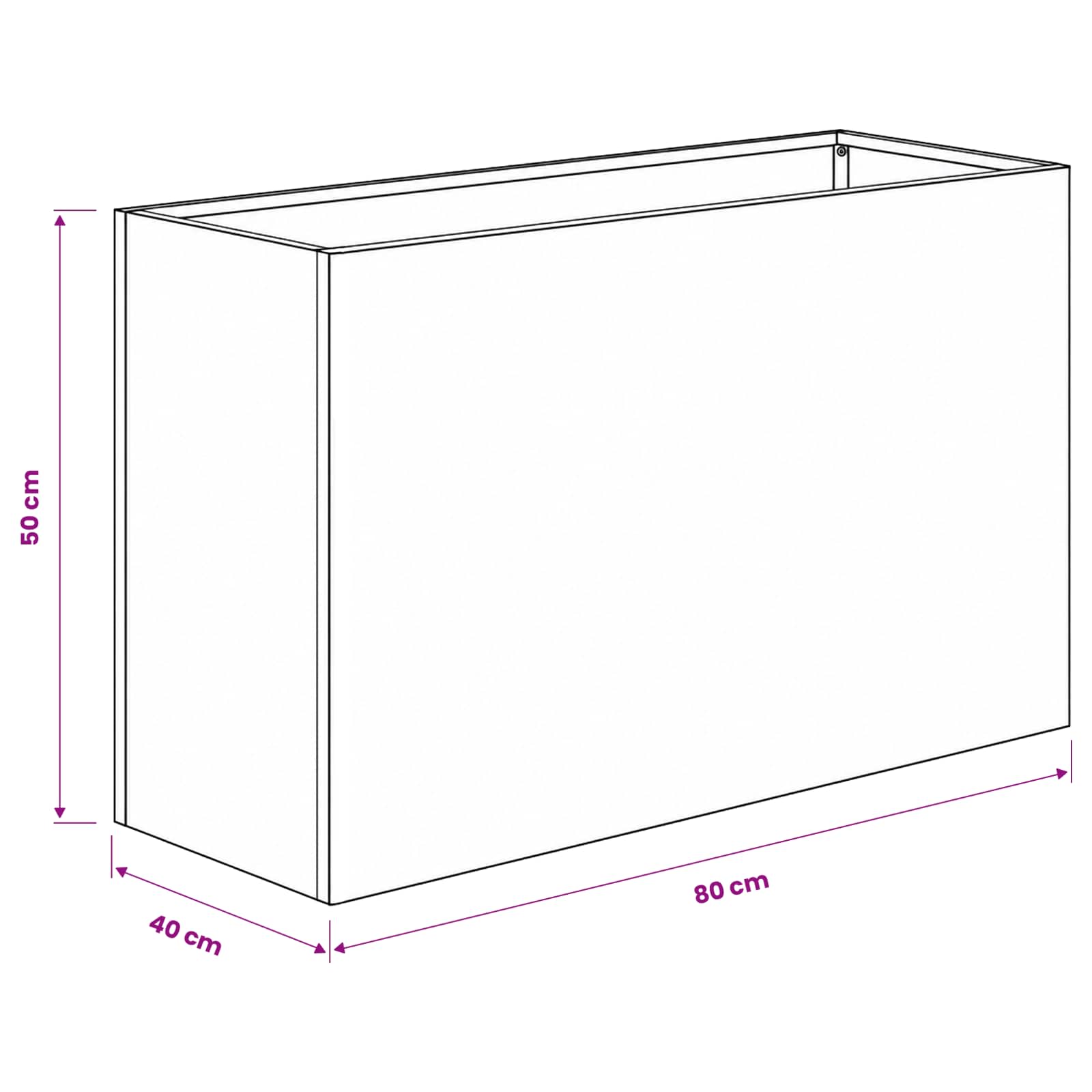 Vrtna saksija Crna 80 x 40 x 50 cm Čelična vrata