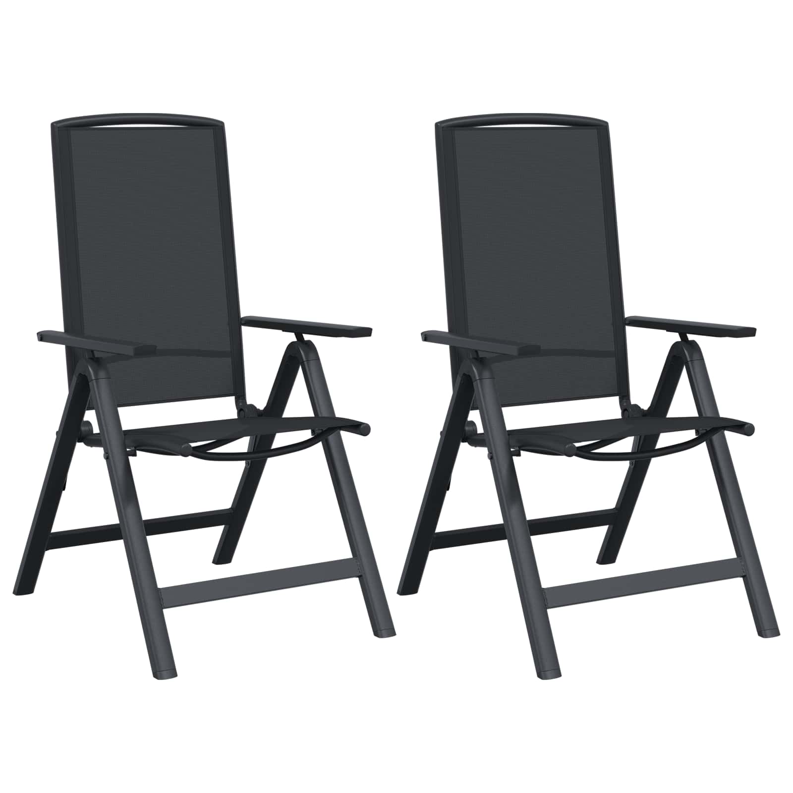 Ležaljke u vrtu 2 pcs Crna 58 x 71 x 112 cm Tekstilen