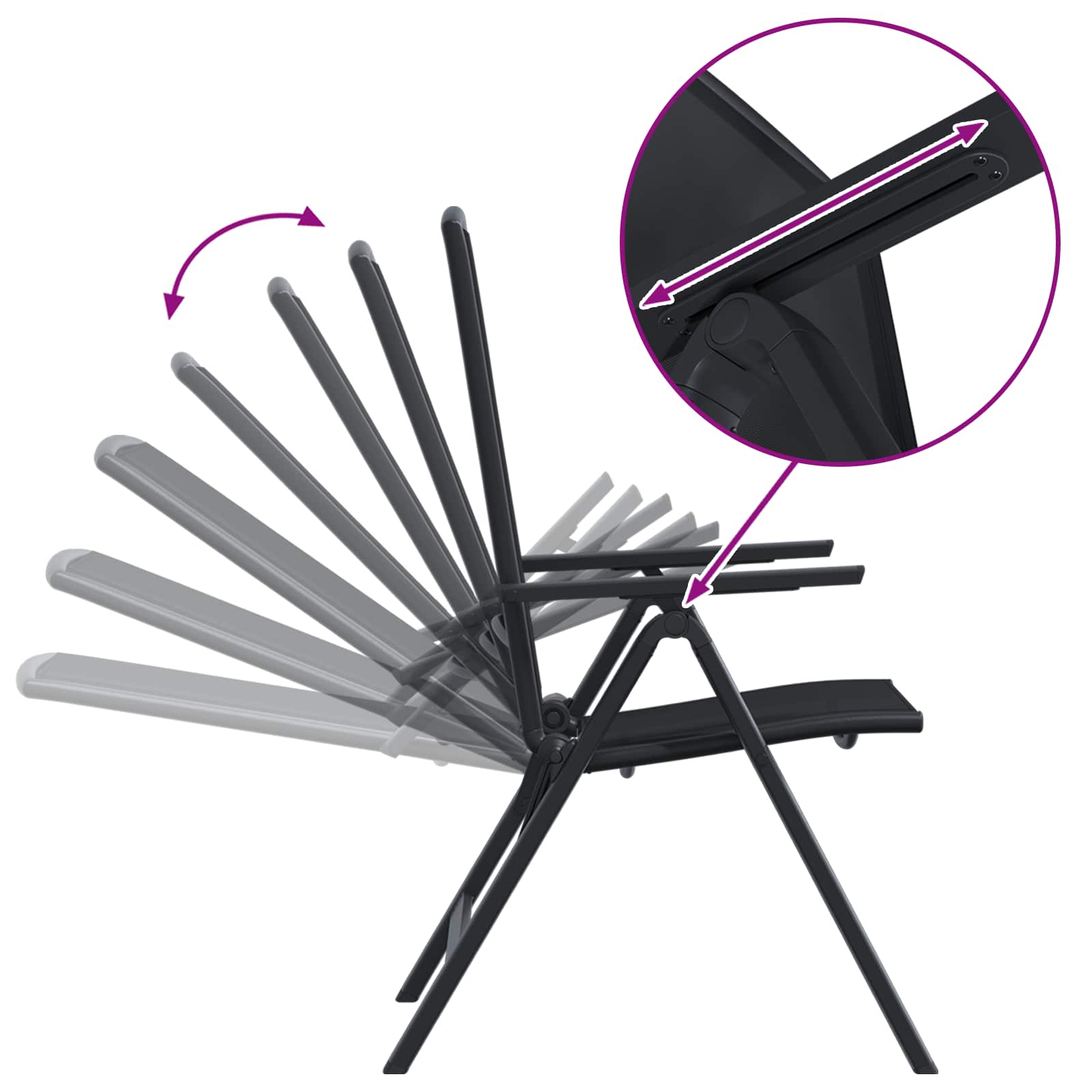 Ležaljke u vrtu 2 pcs Crna 58 x 71 x 112 cm Tekstilen