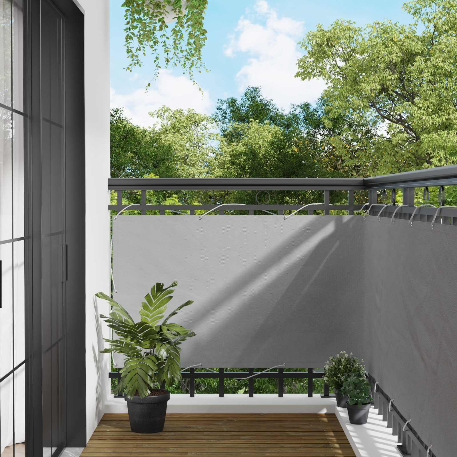 Balcony ekran Svijetlo siva 100 x 400 cm Oxford tkanina